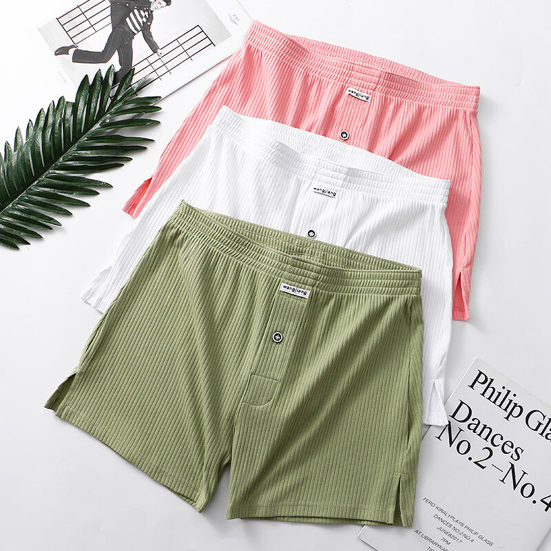 Mens Cotton Underwear Loose Boxers Shorts Cotton Soft Arrow Pants Open Flying