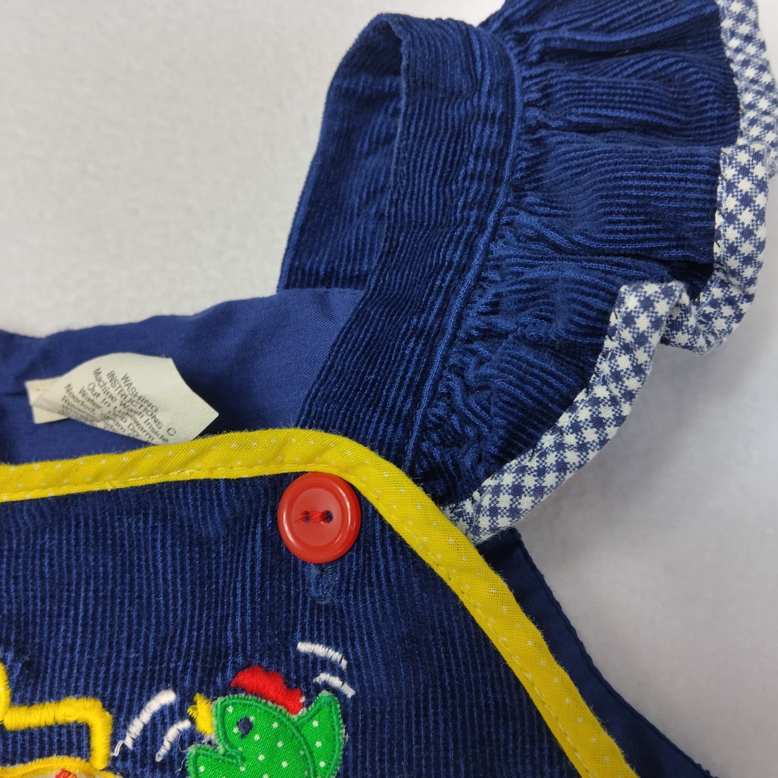 Vintage Overalls Blue Corduroy -12 Months- Snap Legs Farm Animals