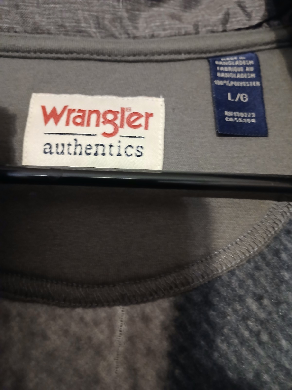 Wrangler Men’s Gray/Black Plaid 1/4 Zip Jacket Stand-Up Collar Size L