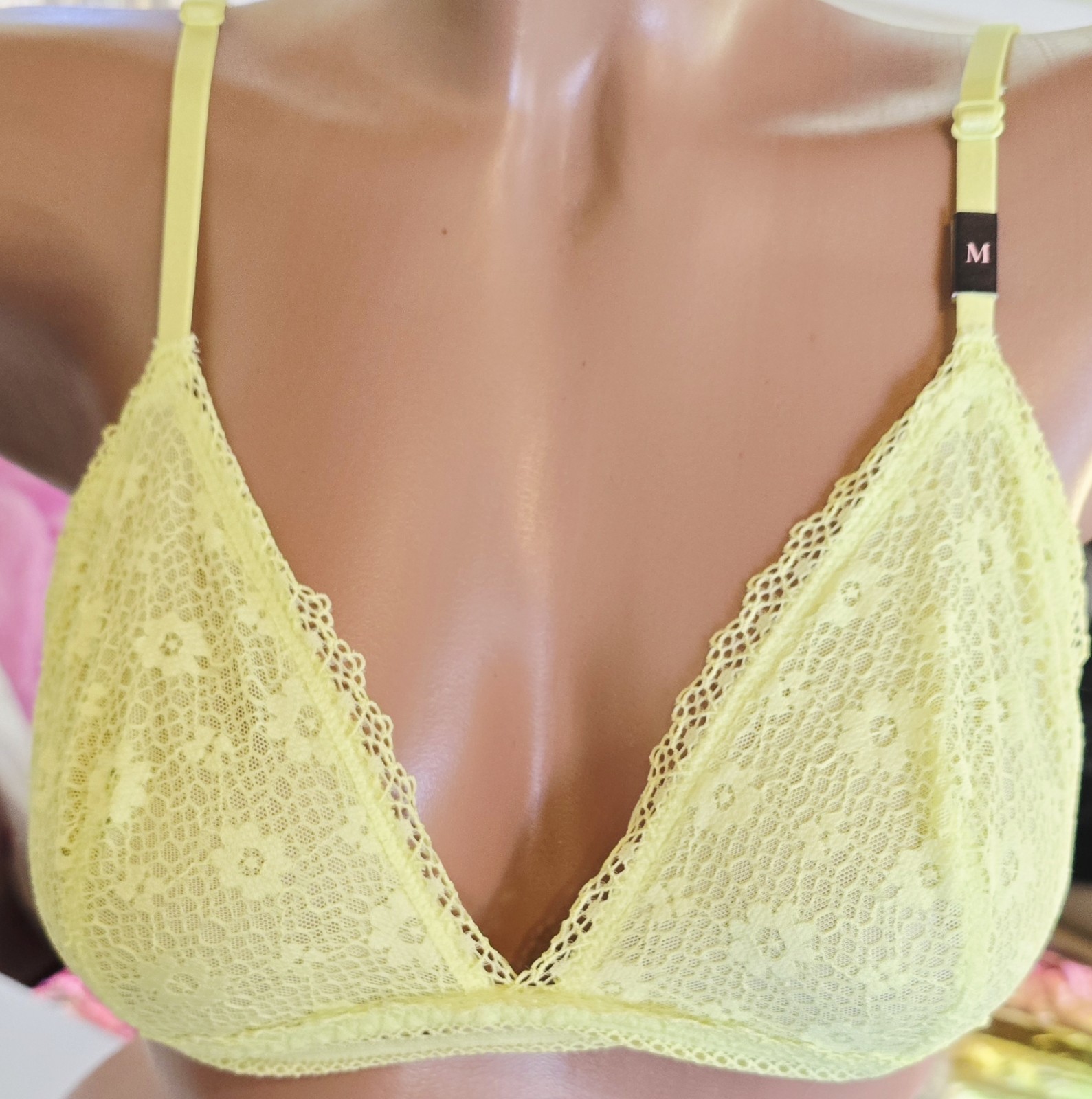 Victorias Secret Vintage NWT XS bralette Neon Yellow Plunge Unlined Stretch Lace