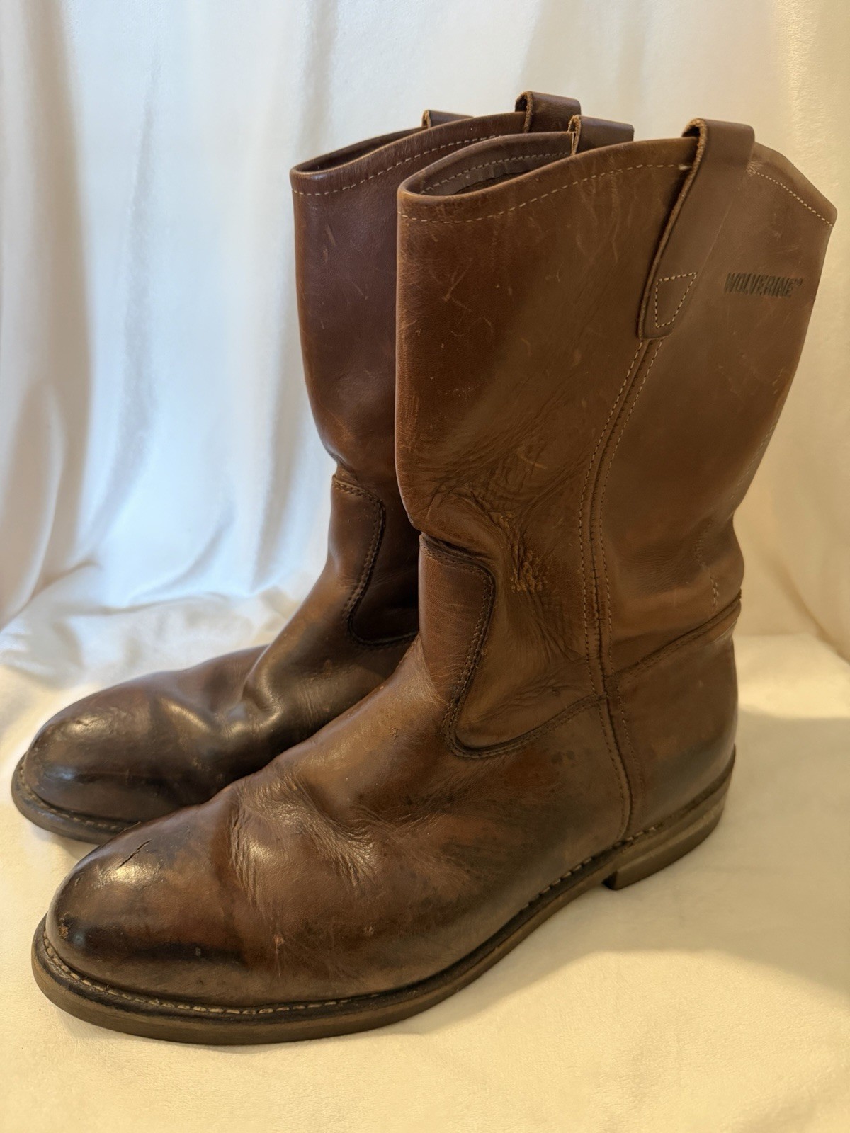 Wolverine Mens Slip & Oil Resistant Brown Leather Work Boots Size 12