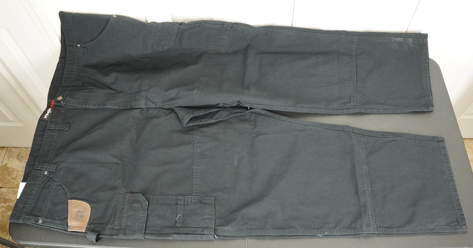 Wrangler Riggs ranger workwear carpenter jeans ripstop black hammer loop 54×30