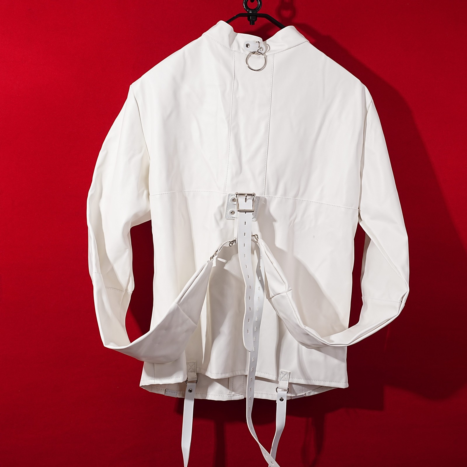 White Asylum Straight Jacket Costume S/M L/XL BODY HARNESS Restraint Armbinder