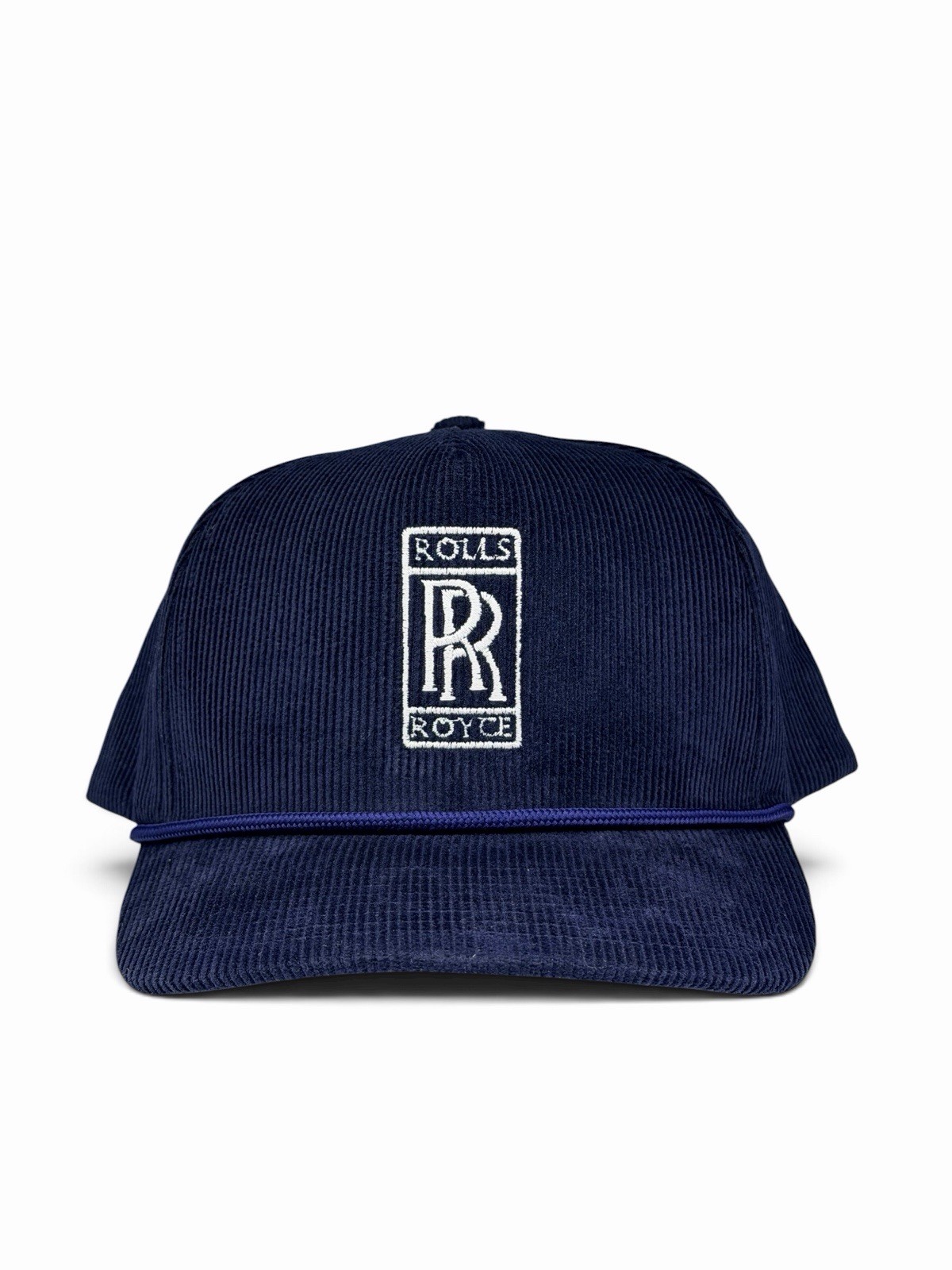Vintage Rolls Royce Corduroy Snapback Hat Baseball Cap cord cars racing 90s Navy