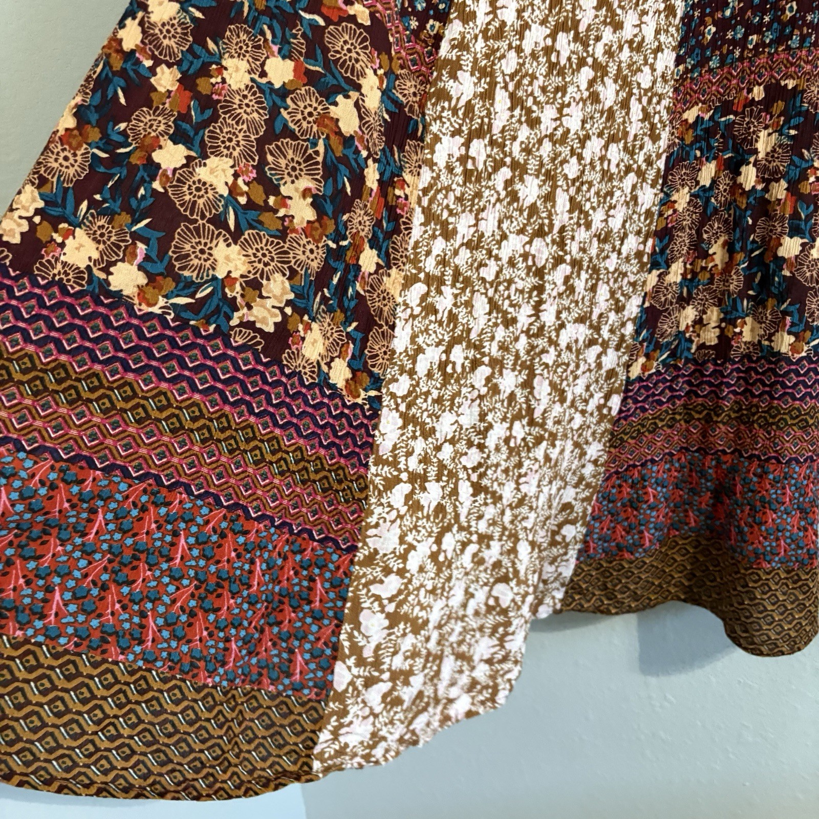 Natural Life Boho Patchwork Maxi Skirt Sz L Boho Festival Peasant Cottagecore
