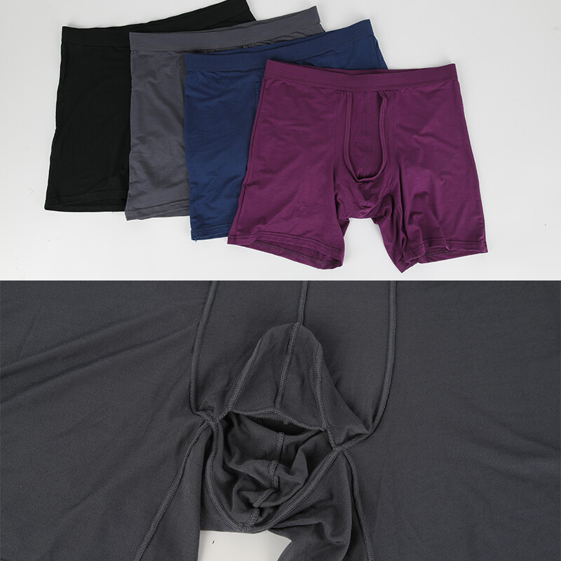 Mens Long Underwear Separate Ball Pouch Breathable Comfort Sports Boxer Trunks