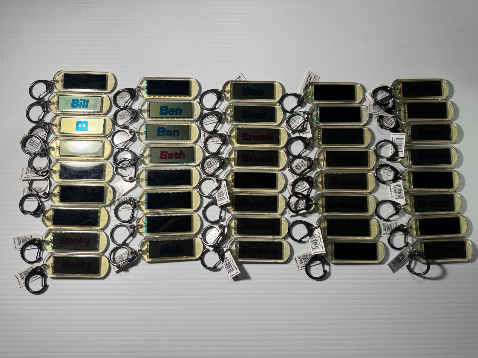 Acrylic Blinking Solar Powered Key Chain 4.0″ Long w/Snap Ring, w/NAME