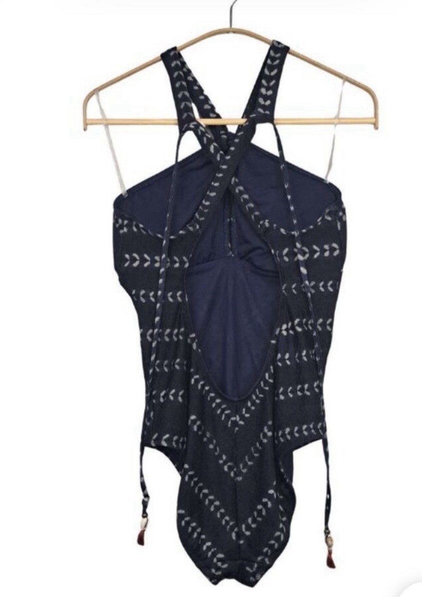 Robin Piccone Navy Blue Imani Halter One Piece Swimsuit, Size 10