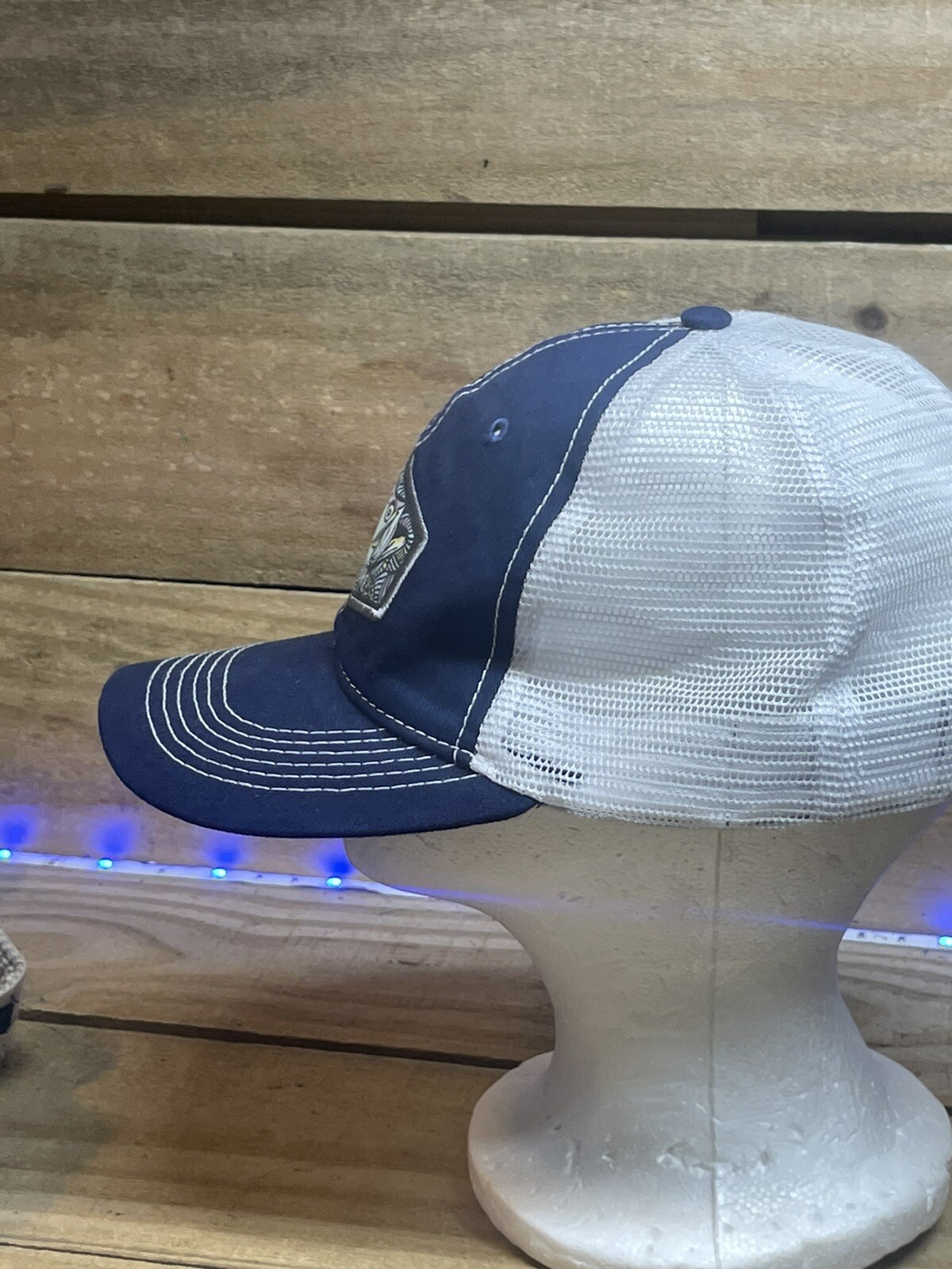Rare Blue Southern Lure Fish Hat Cap Mesh Trucker Fishing Snapback White