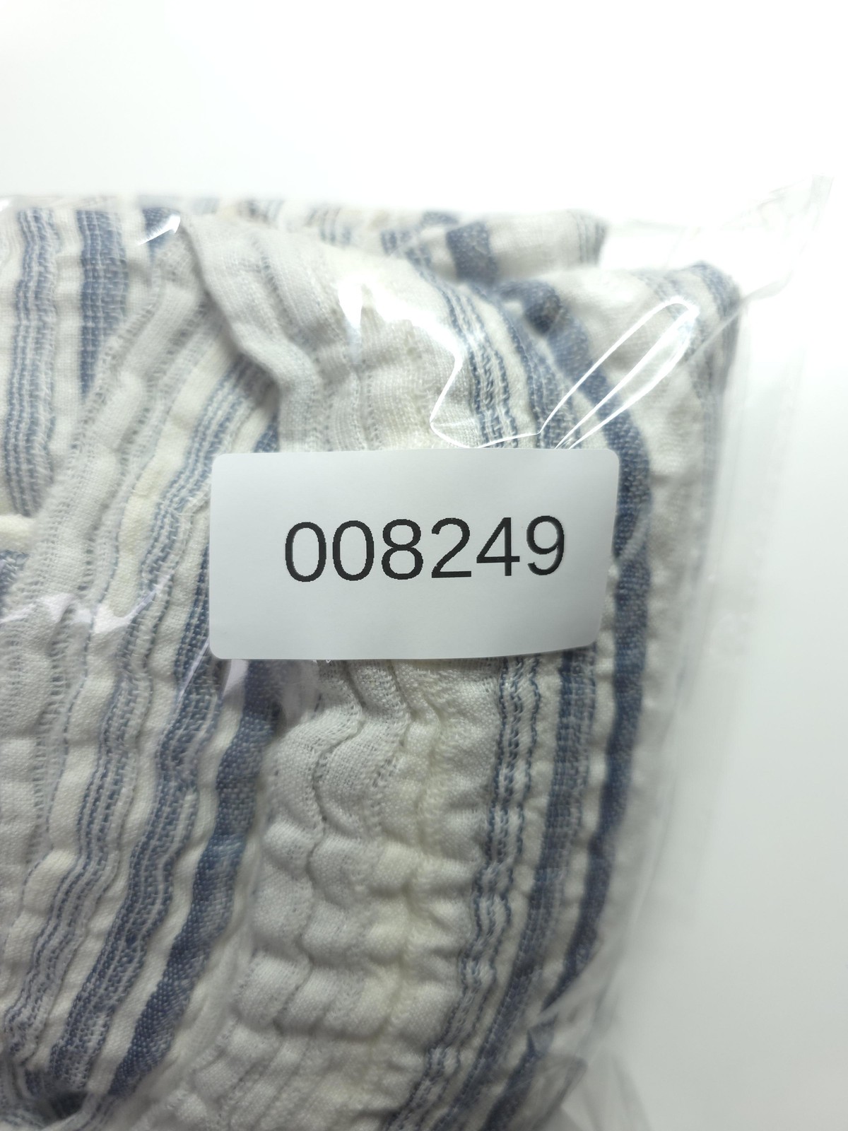 Sahara Jacket Large White Blue Stripe Linen Cotton Collared Lightweight Unlined
