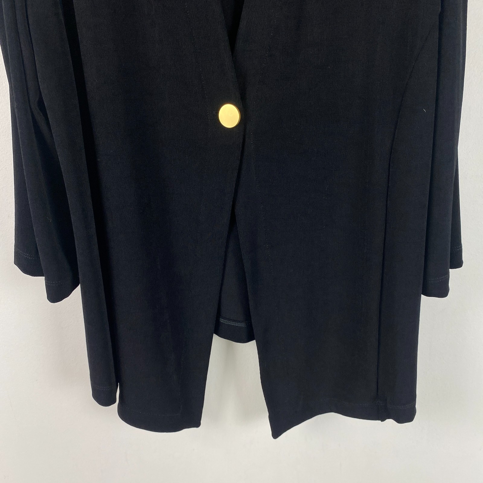 Chicos Travelers Cutout Cold Shoulder Jacket Size 3 US XL Black Slinky Knit