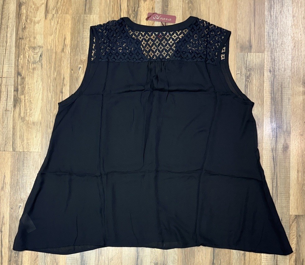 Araza NWT Black Sleeveless Button Down Top Plus Size 3x Lightweight Loose Fit