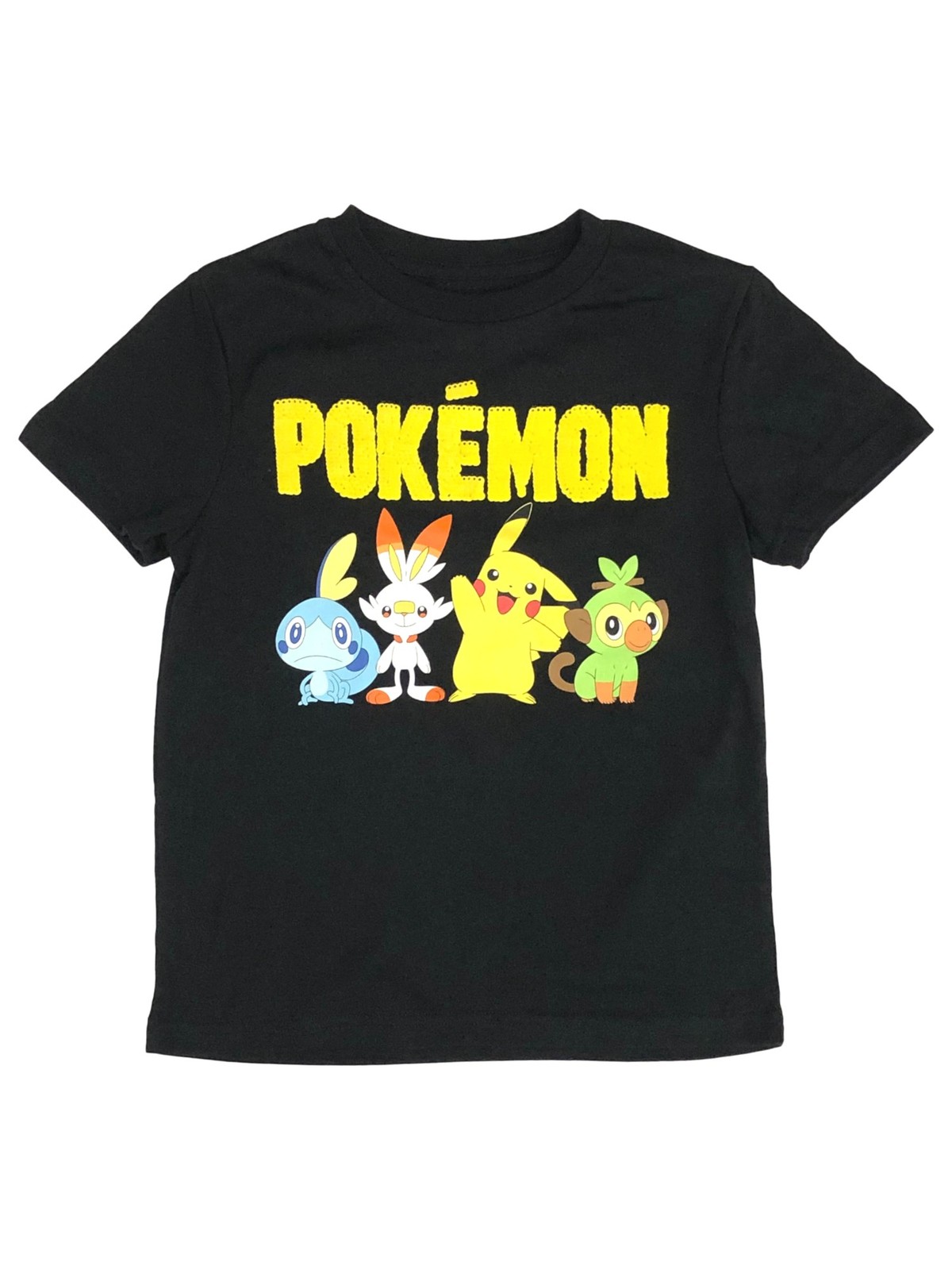 Pokemon Girls Short Sleeve Black Flip Sequin Pikachu T-Shirt Tee Shirt XS (5/6)