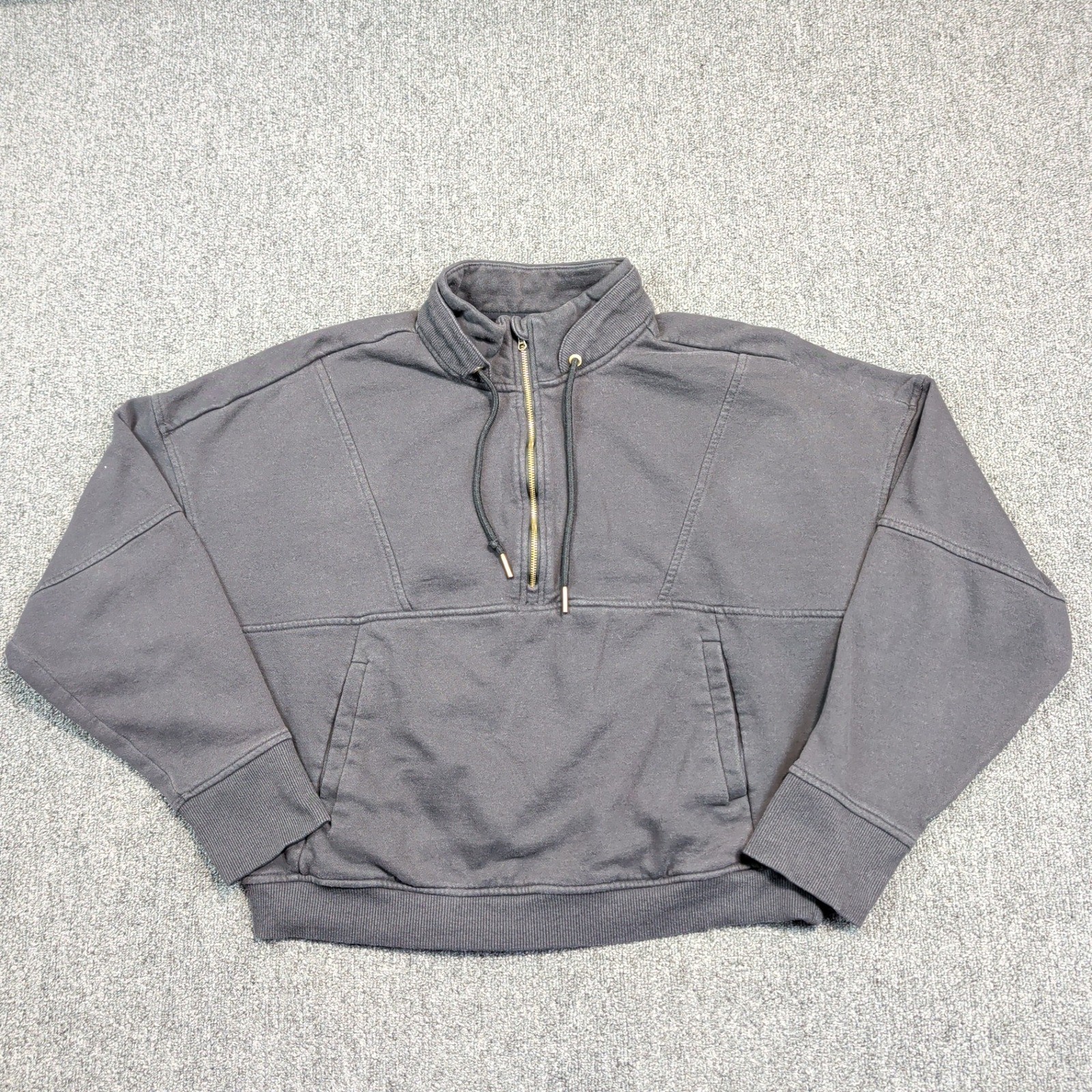 Avia Modern Quarter Zip Pullover L 12-14 Black Paneled Boxy Athleisure Gorpcore