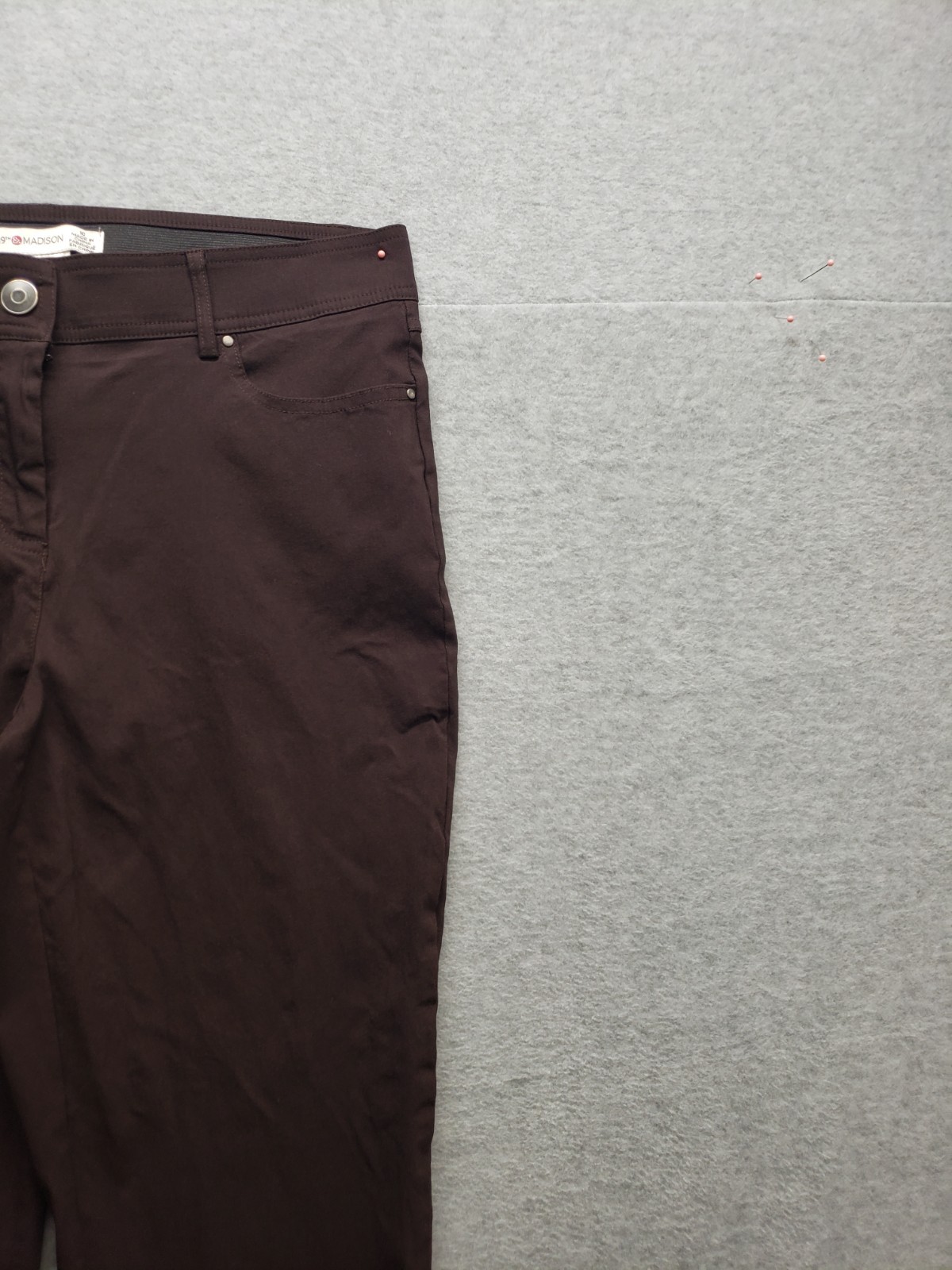 89th & Madison Women Pant 10 Brown Straight Leg High Rise Stretch Casual Career