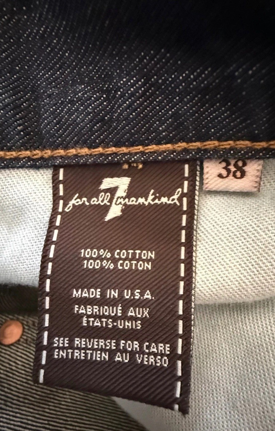7 For All Mankind Standard Straight Leg Jeans Mens 38 Dark Wash Button Fly USA