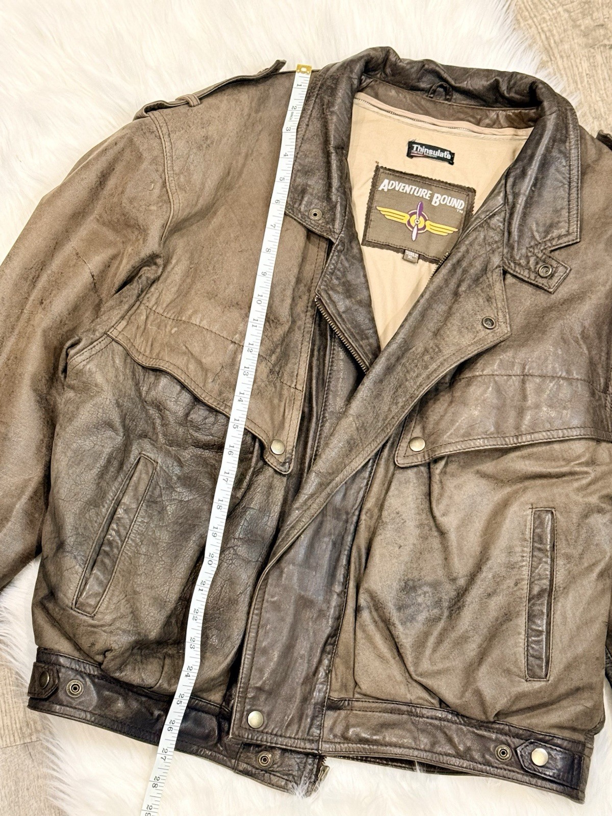 Vintage Wilsons Adventure Bound Men’s Brown Leather Aviator Jacket XL