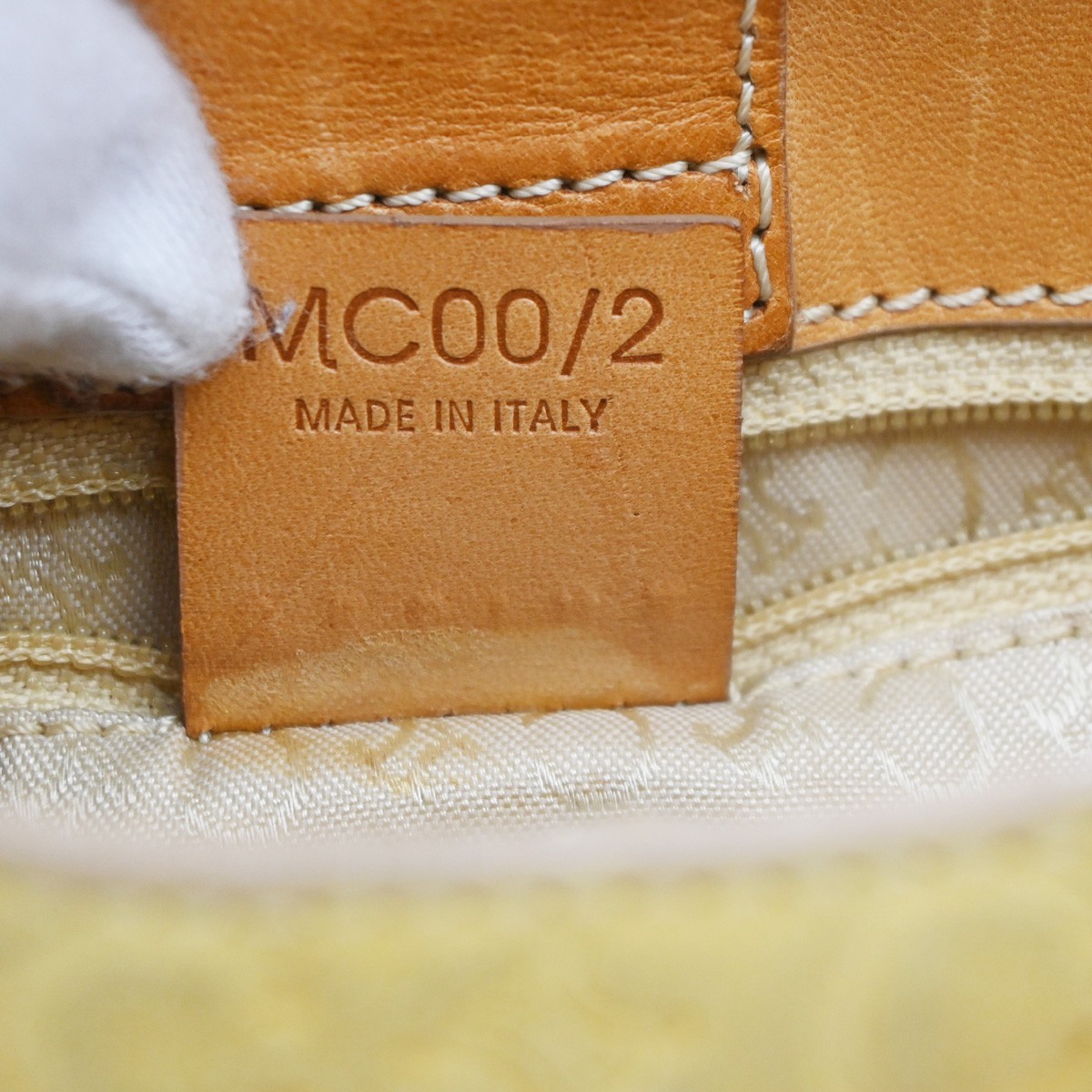 CELINE Logo C Macadam Pattern Shoulder Bag Suede Leather Yellow GHW 38KD150