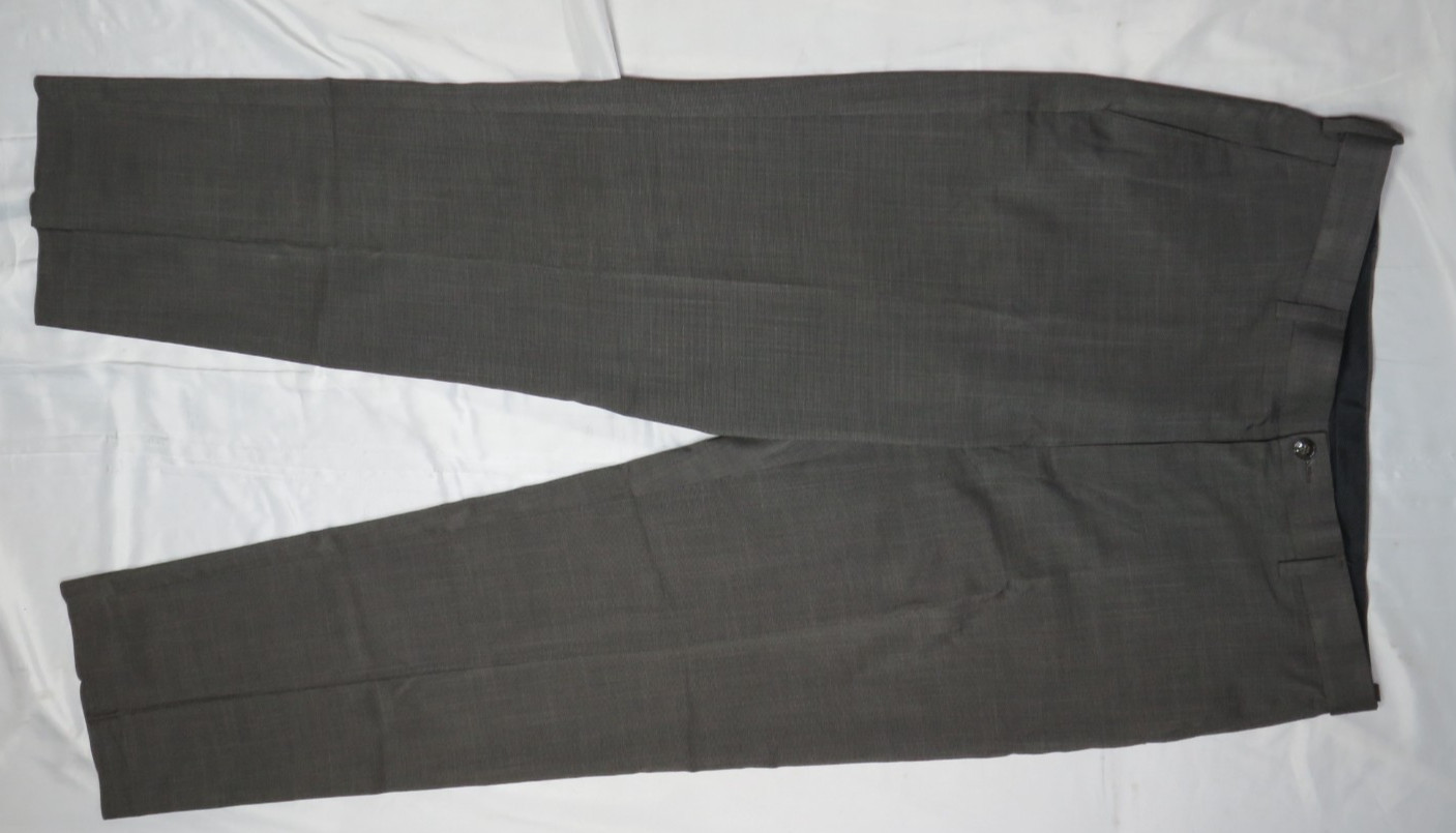 SAVANE MENS 38X32 PANTS GRAY CHECK CLASSIC FIT FLAT FRONT STRETCH POLY SLACK