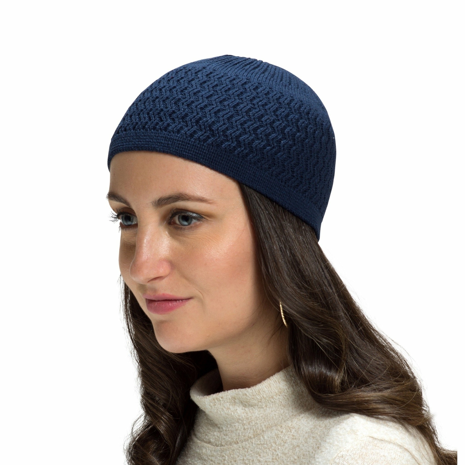 Stretchy Zigzag Knit Cotton Kufi Beanie Hat