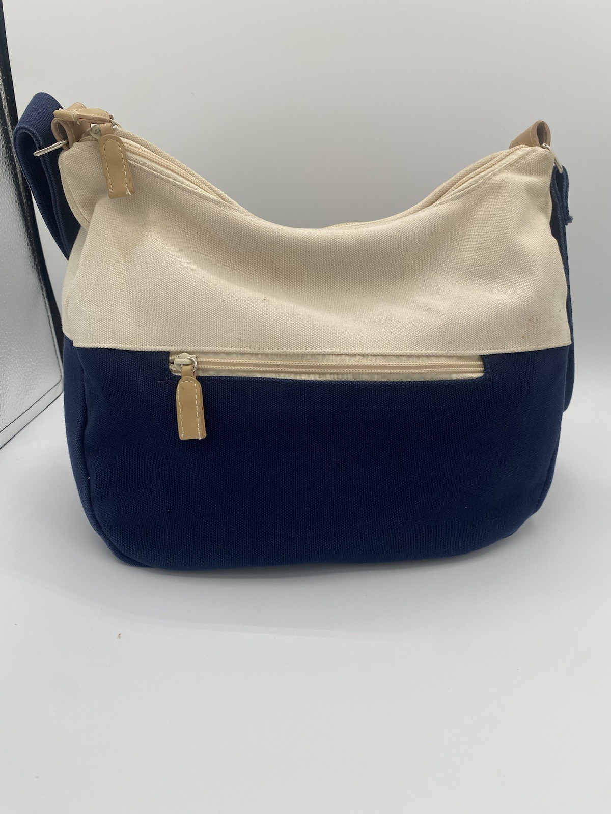 Croft and Barrow navy and cream canvas shoulder bag