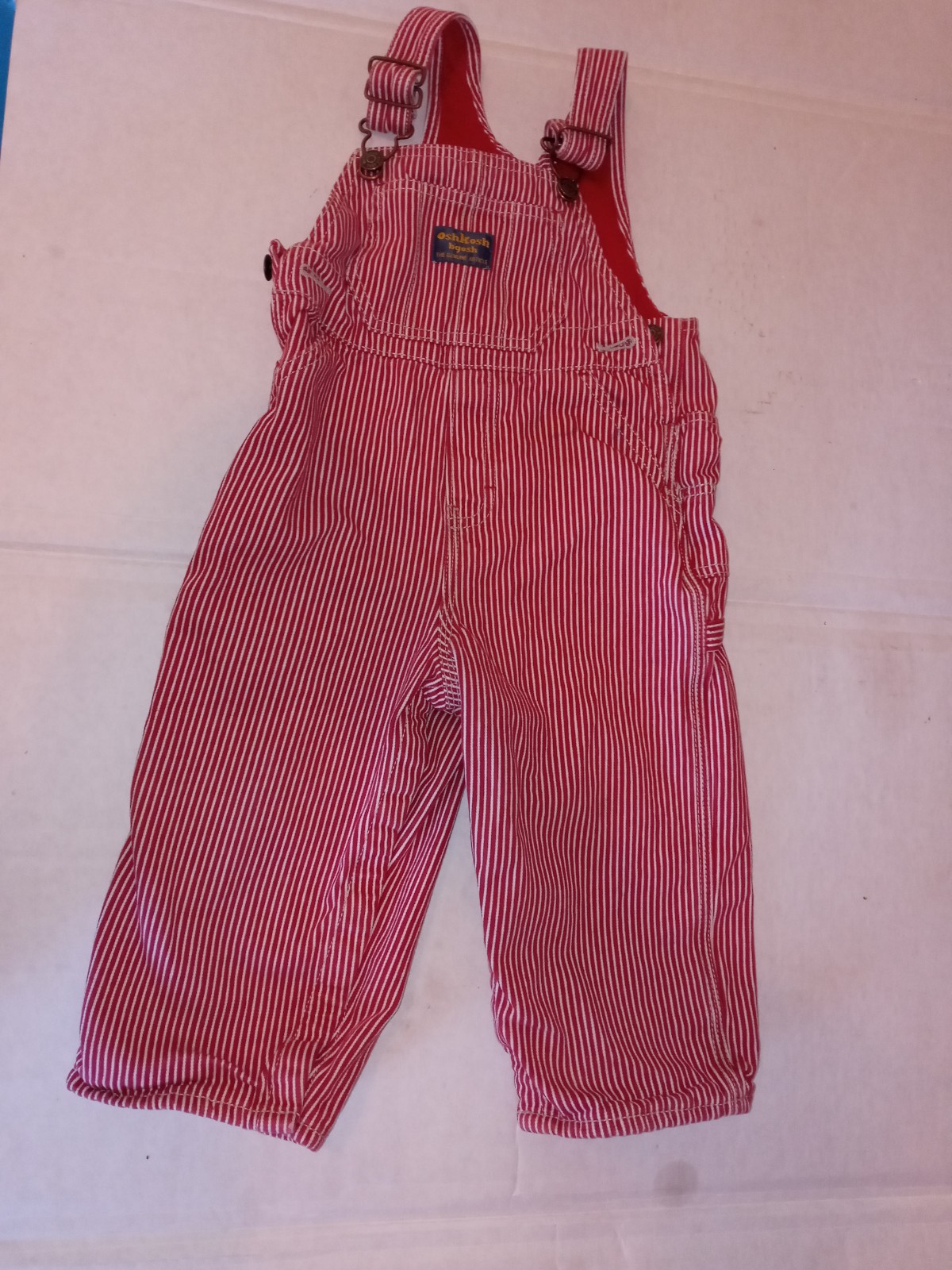 Vintage OshKosh B’Gosh Lined Overalls Vestbak 24 Months Red Railroad Stripe