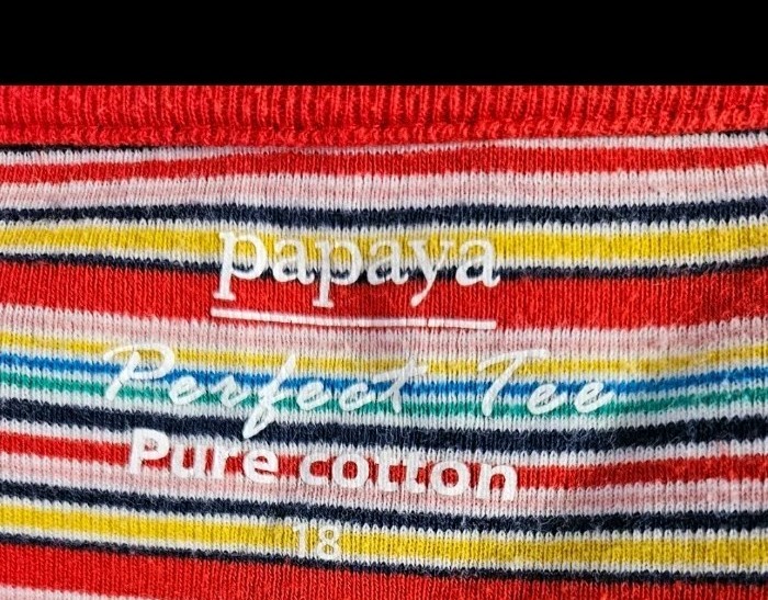 Papaya Matalan Size 18 T.shirt Top Multicolour Stripy 100% Cotton Short sleeve