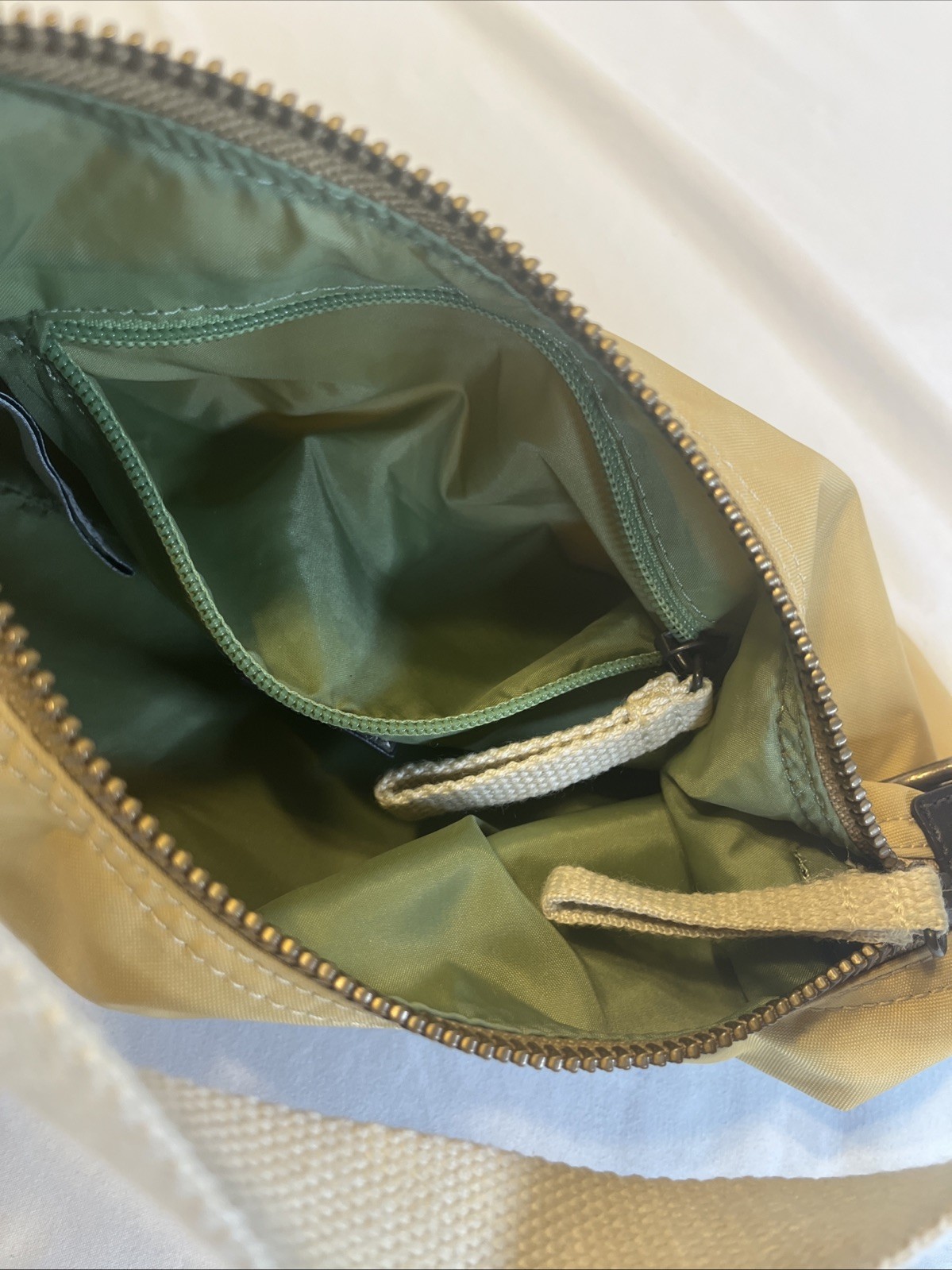 Gap Tan Shoulder Bag Mini Purse Y2K Zip Shut 9.5 x 4.5 Inches Canvas Strap