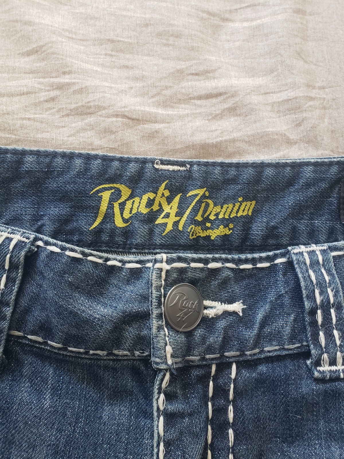 Rock 47 Jeans Mens 36×36 Blue Bootcut Wrangler Western Cowboy Jeans thick stitch