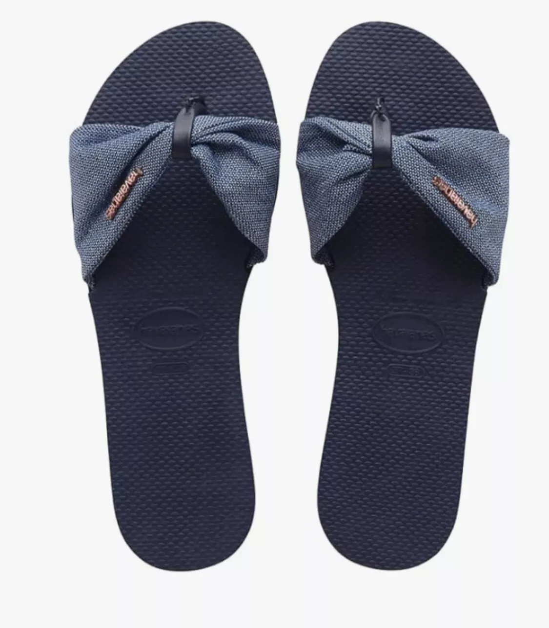 Original HAVAIANAS Womens You St Tropez Shine Bow Flip Flops Navy Blue 9 10 W