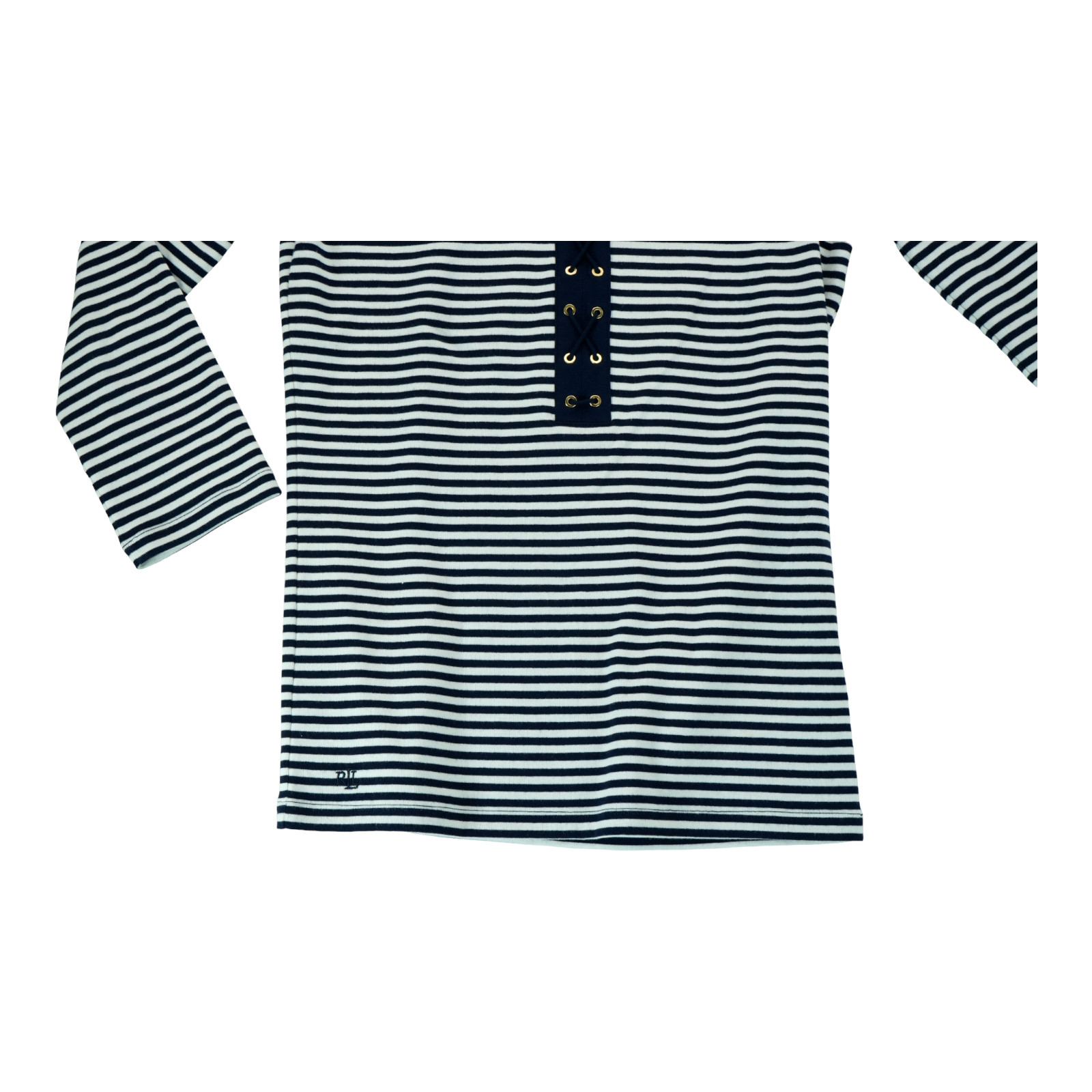 Ralph Lauren Womens Kynthia Pullover Blouse, Black, Small 94% Cotton Striped