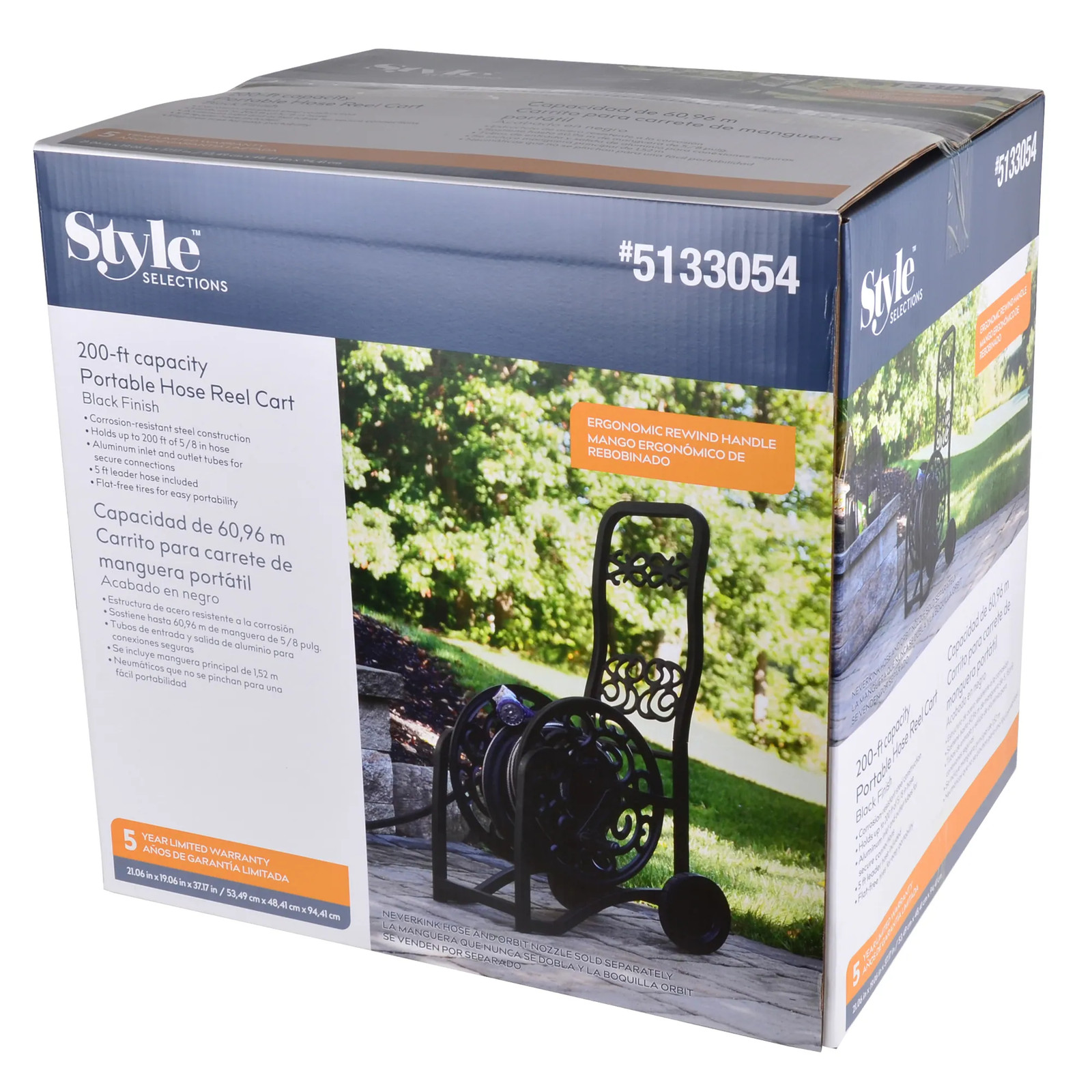 Style Selections Steel 200-ft Cart Hose Reel|22478