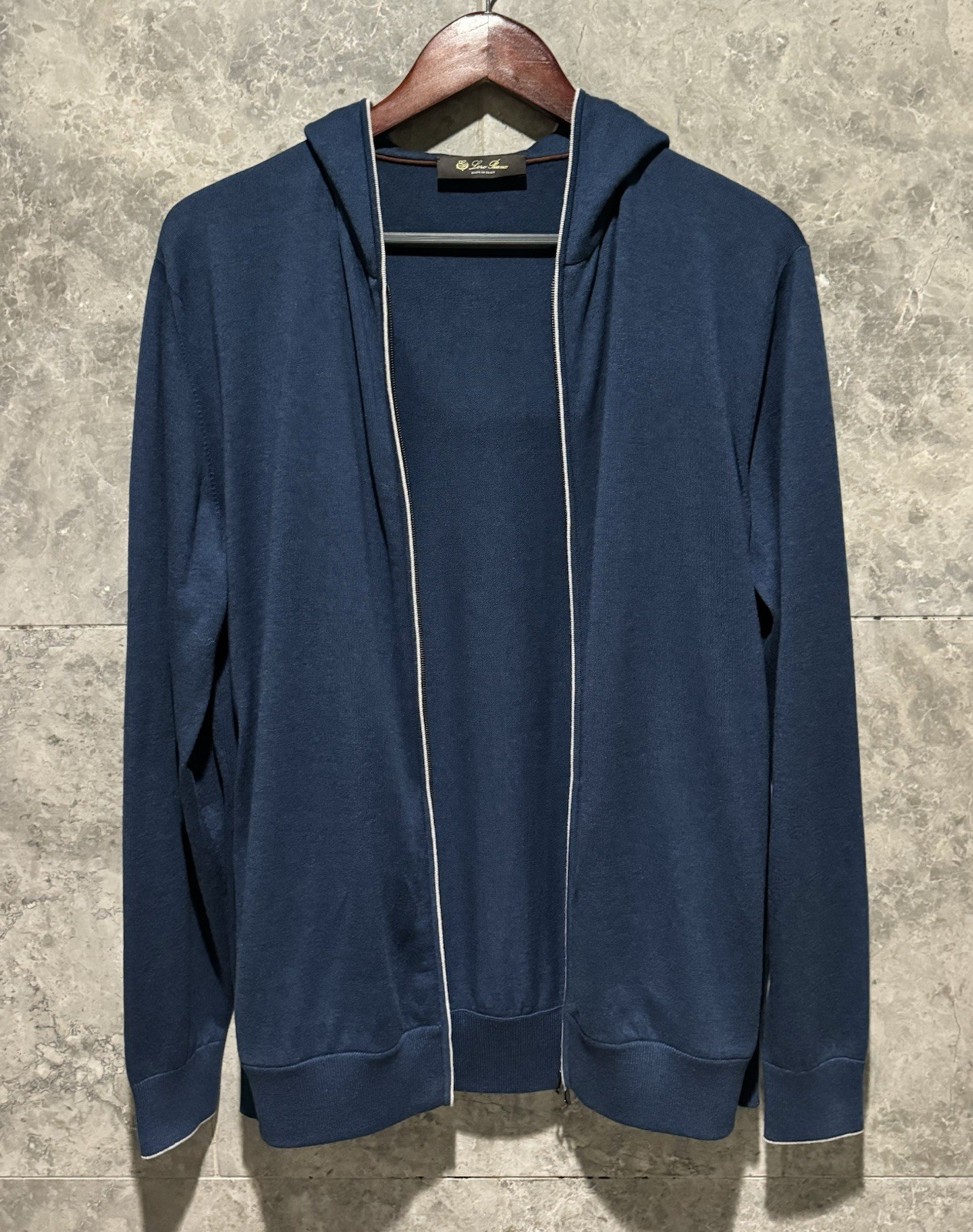 LORO PIANA ‘Hood Leasure Bomber’ Cashmere Cotton Hoodie Jacket Large $2680+ NEW