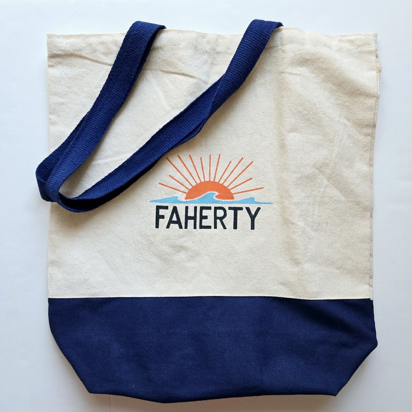 Faherty Tote Bag Cotton Canvas Shoulder Bag Utility Travel Casual Beach 15″x16″
