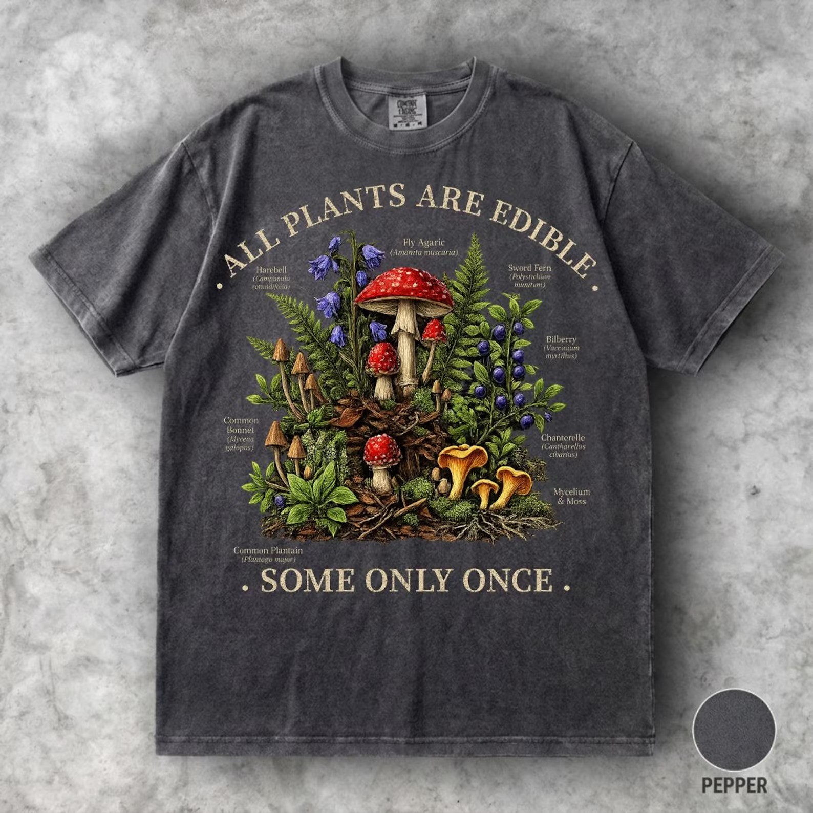 Comfort Colors All Plants Are Edible Funny Gardening Gothic Botanical T-Shirt