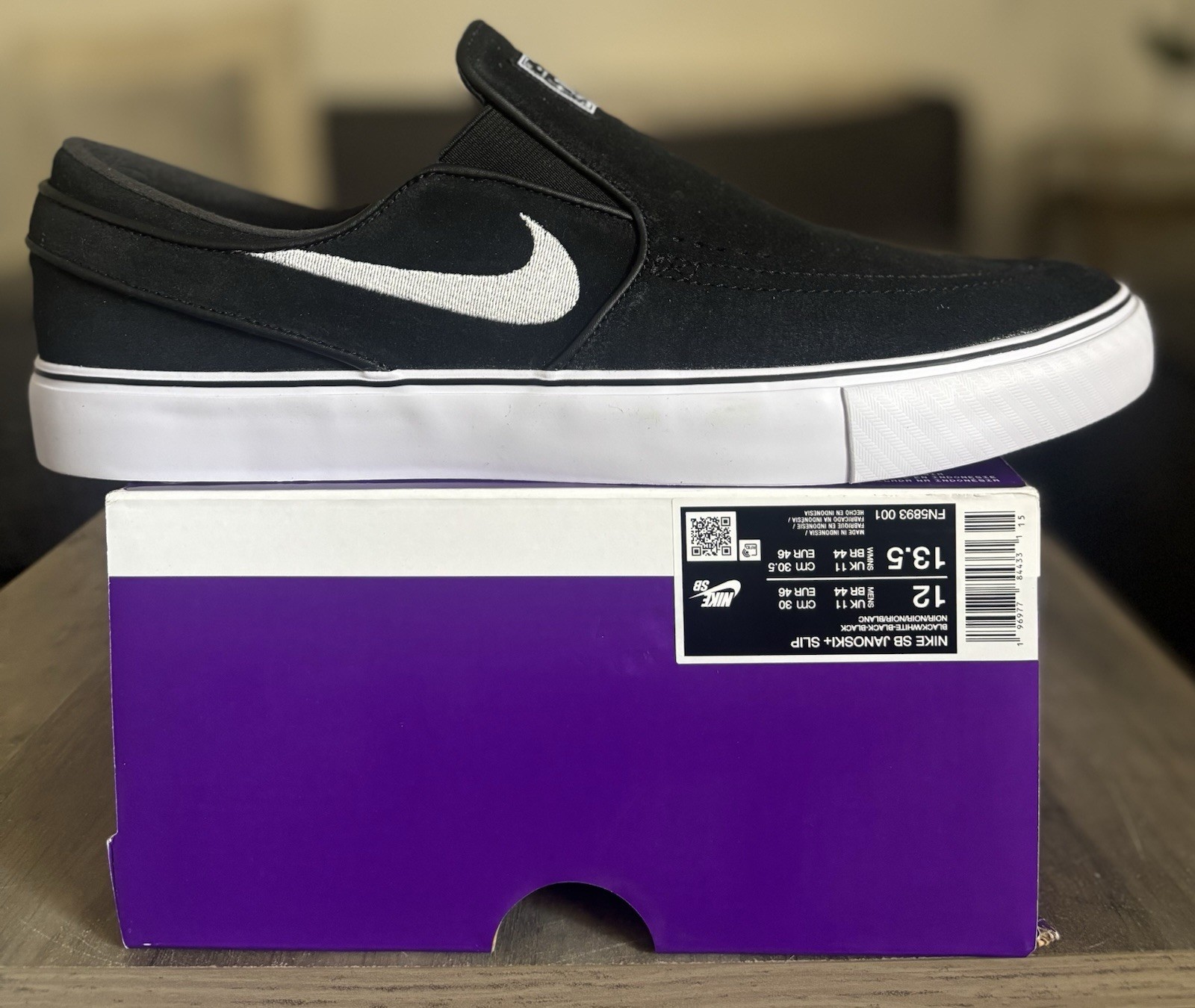 Size 12 – Nike SB Zoom Janoski+ Slip ‘Black White’ FN5893-001 Men’s Shoes NEW