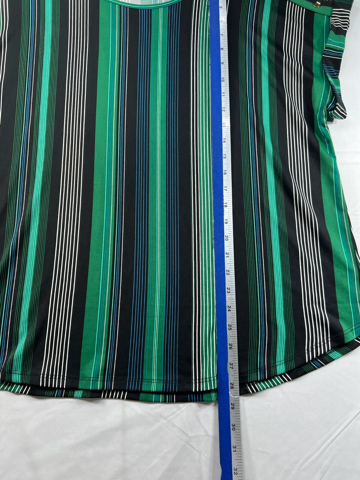 A.U.W Blouse Womens Plus Size 2X Black Green Short Sleeve Stretch