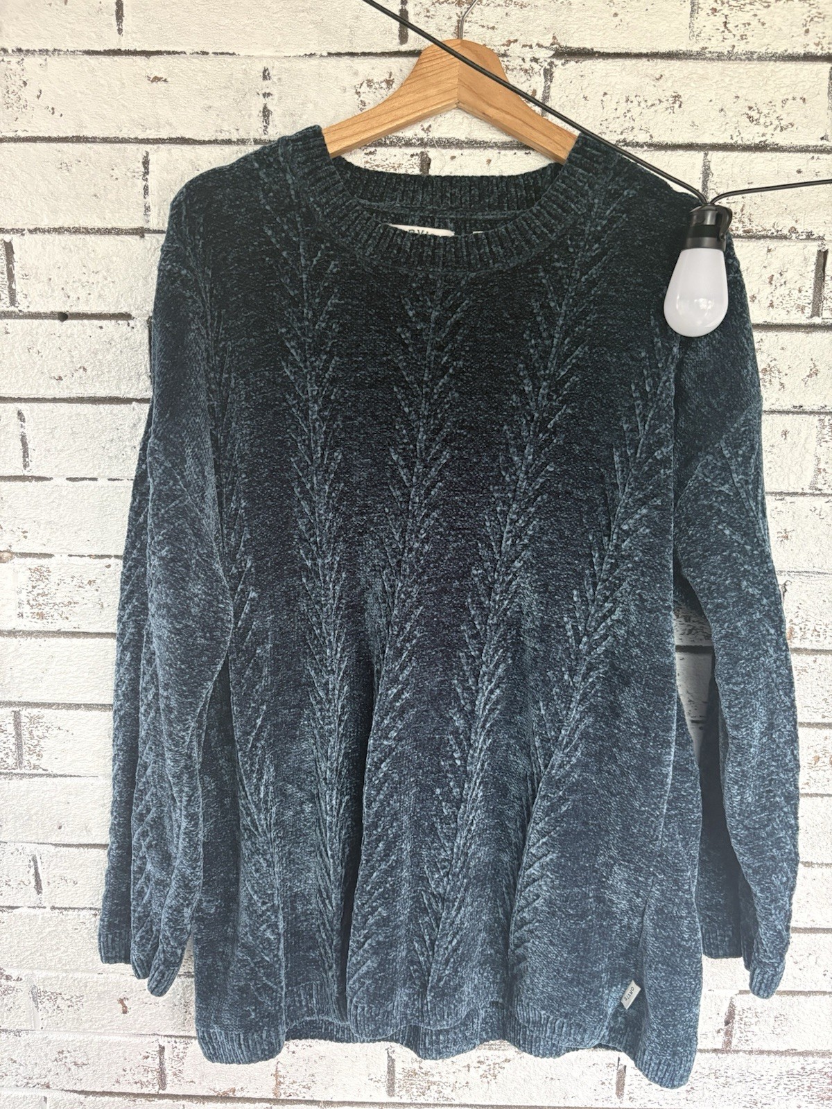 Orvis Women’s Soft Marled Blue Chenille Tunic Sweater V Neck SZ XXL
