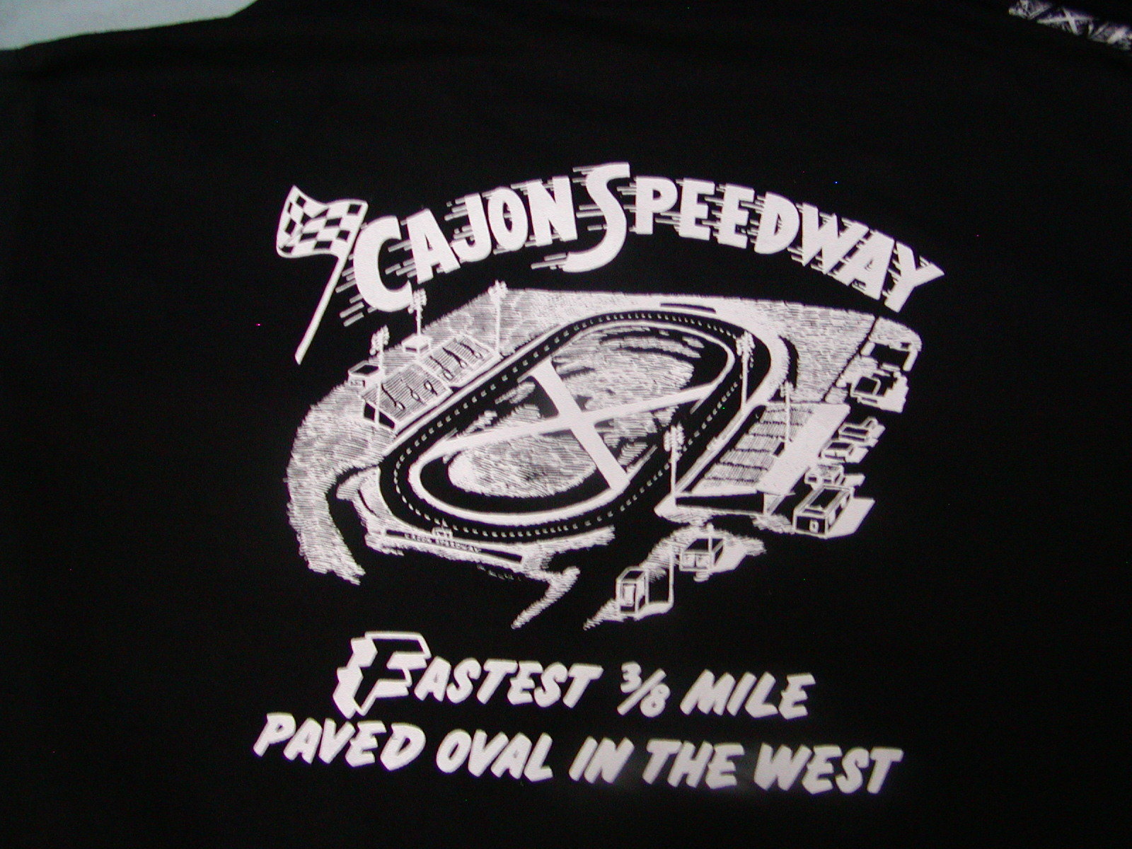 Cajon Speedway BLACK T-Shirts NO POCKET ( Small logo on Front, Big on Back)