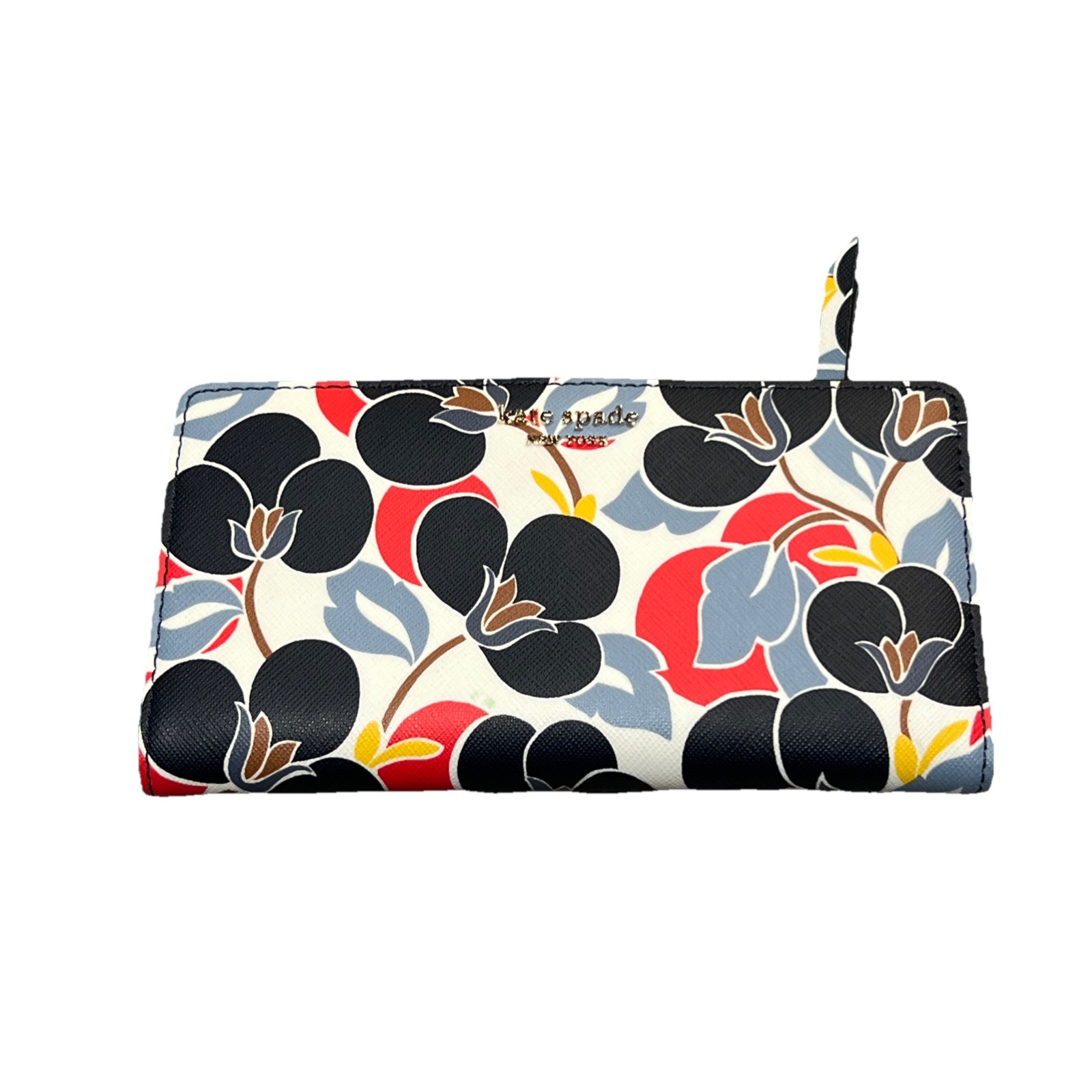 Kate Spade New York Cameron Breezy Floral Bifold Wallet NAVY RED 6.75″ x 3.75″
