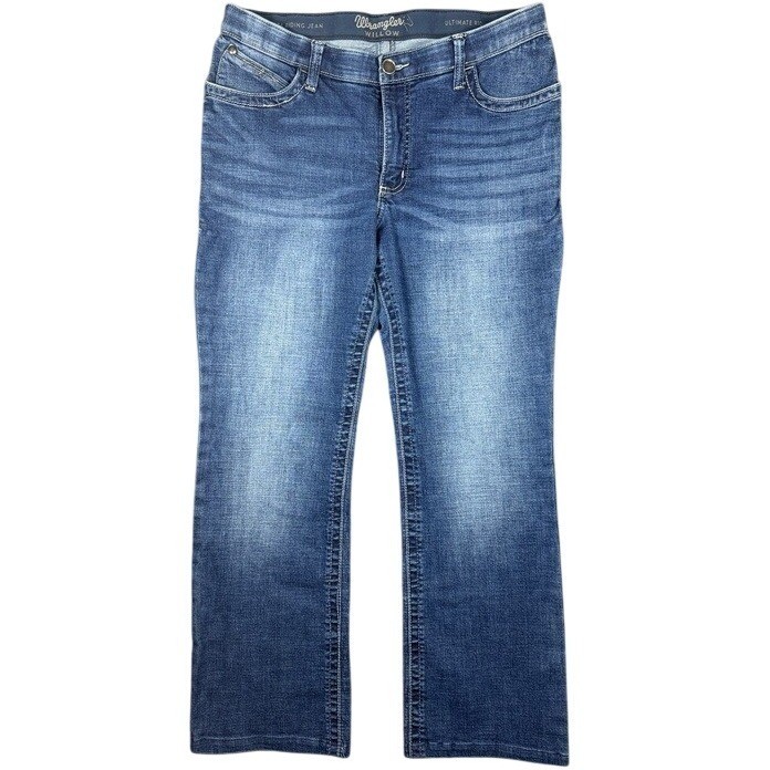 Wrangler Willow Ultimate Riding Jeans Women 15×34 Blue Bootcut Medium Wash Denim