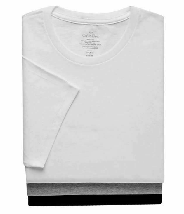 3 Calvin Klein Cotton White Black Gray Crew Neck Basic T Shirts Undershirt M