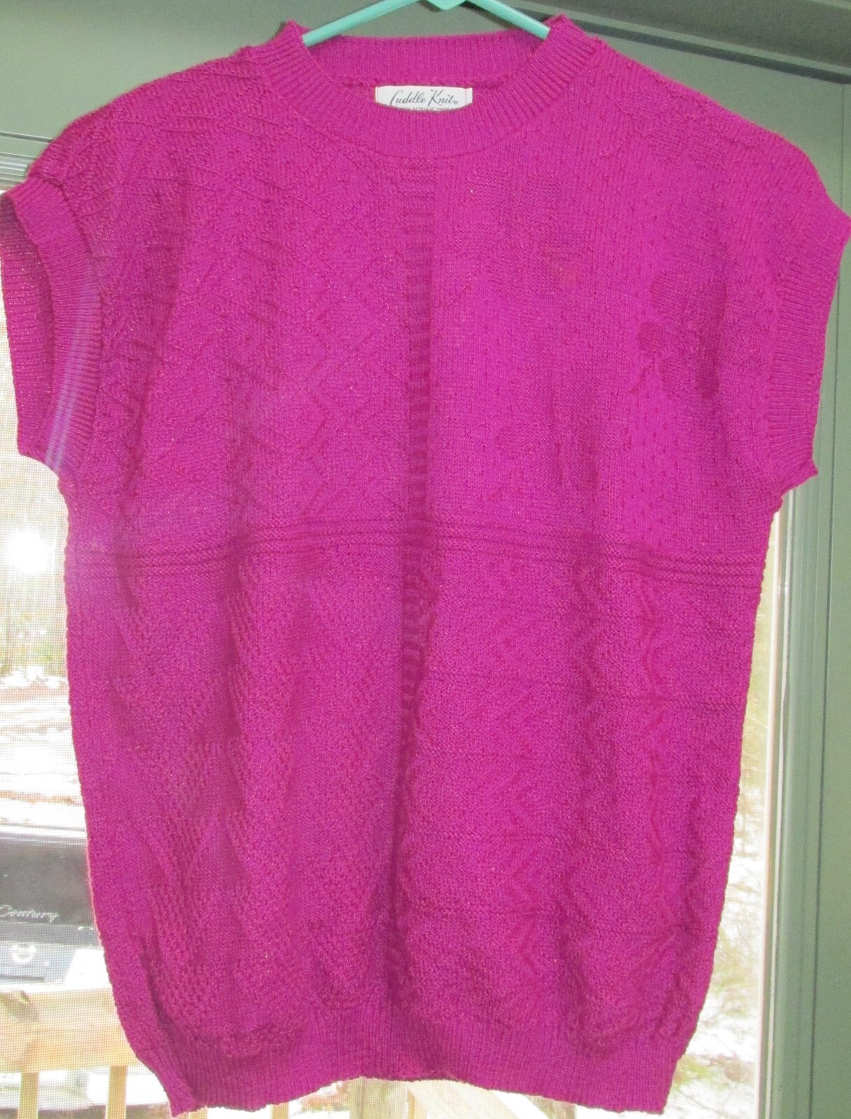 Vintage Cuddle Knit Women’s Acrylic Blend Purple Short Sleeve Pullover Sweater