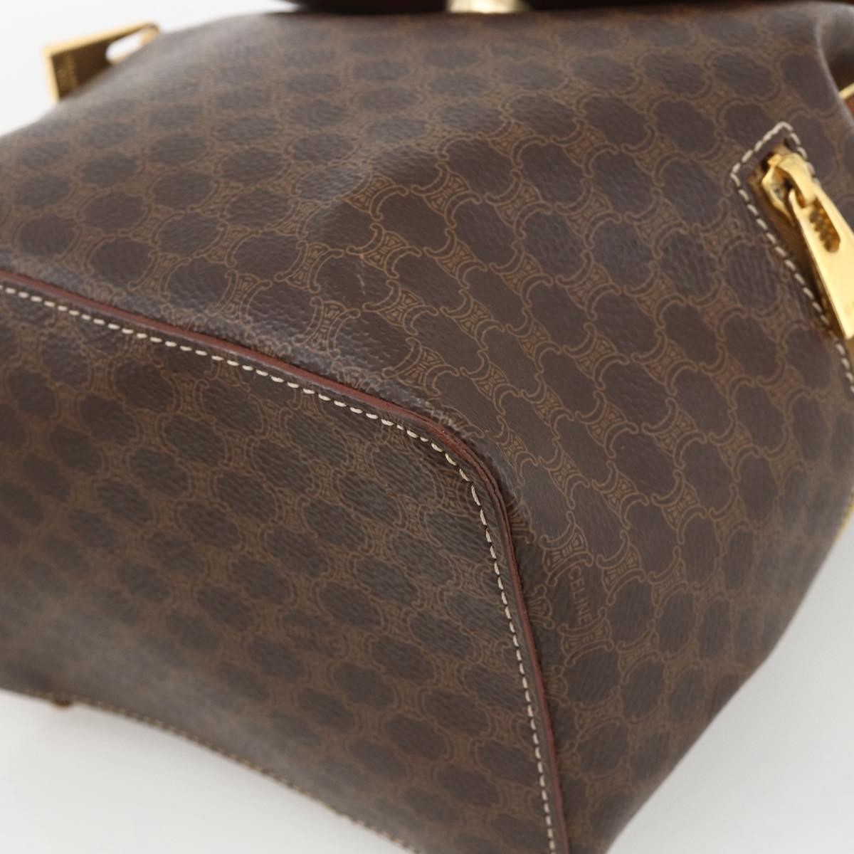 CELINE Macadam Canvas Backpack PVC Leather Brown Gold Auth BAZ067A