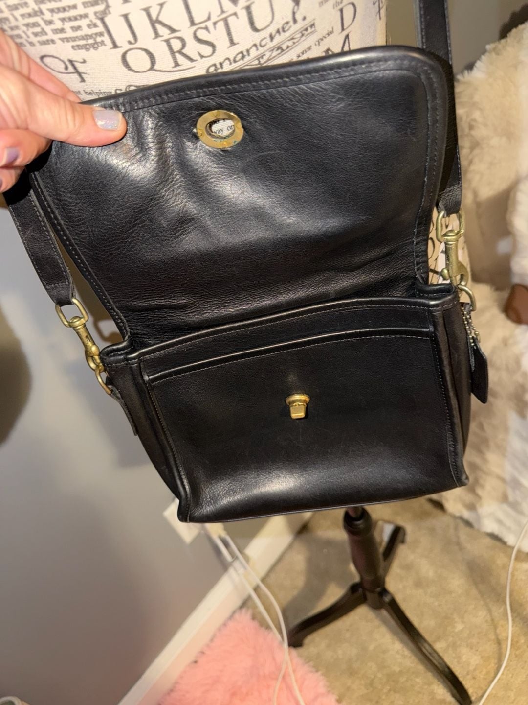 Vintage Coach Leather Turnlock Top Handle Crossbody Bag