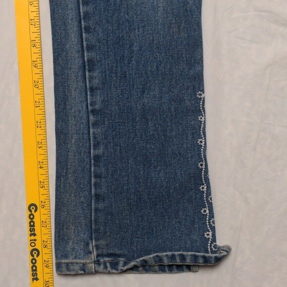 Xhilaration Vintage 90s High Rise Split Hem Embroidered Straight Leg Jeans Sz 5