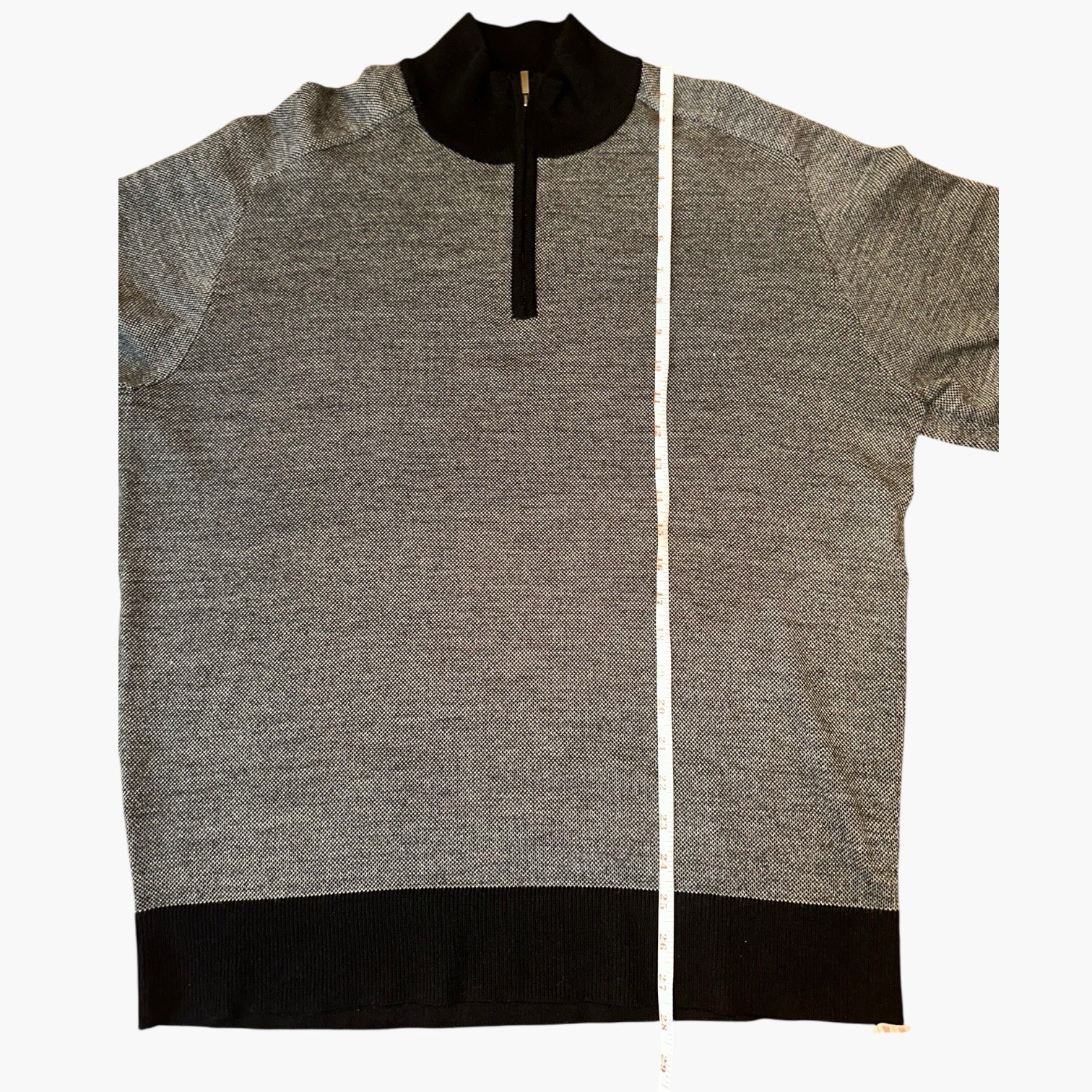 Daniel Cremieux Signature Quarter Zip Sweater Mens XL Gray Black Merino Wool