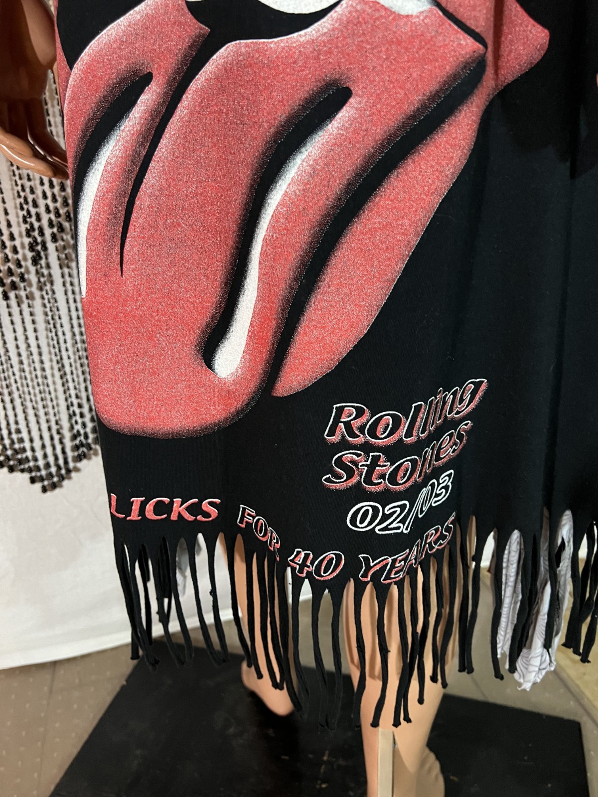 Handmade Skirt From 2003 Rolling Stone T-shirt Twist Waist Fringed Free Size REG
