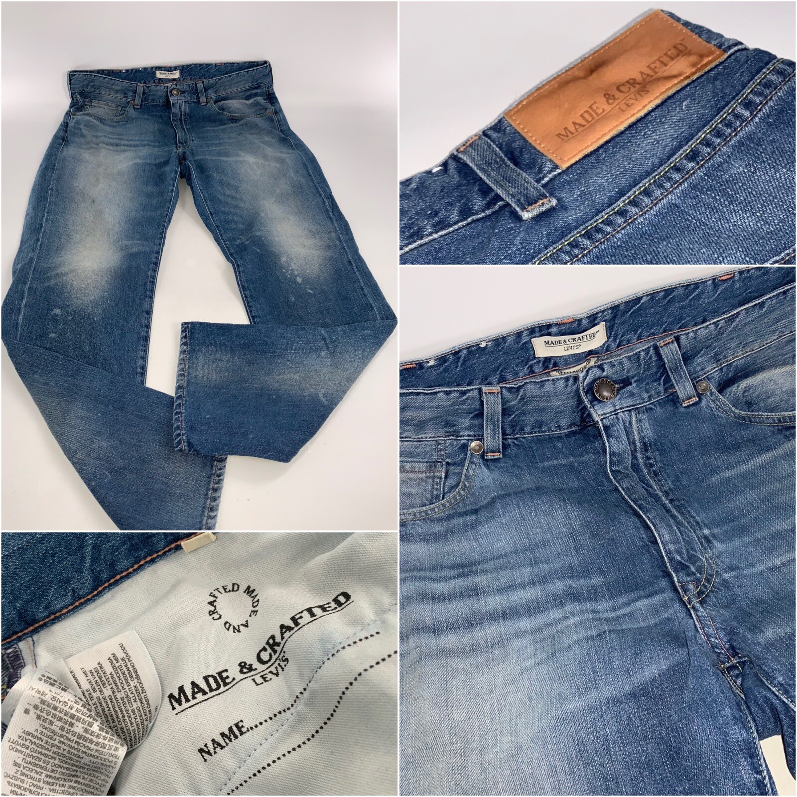 Levi’s Made & Crafted Jeans Sz 31 Blue Distress Cotton Boyfriend Italy YGI E3225