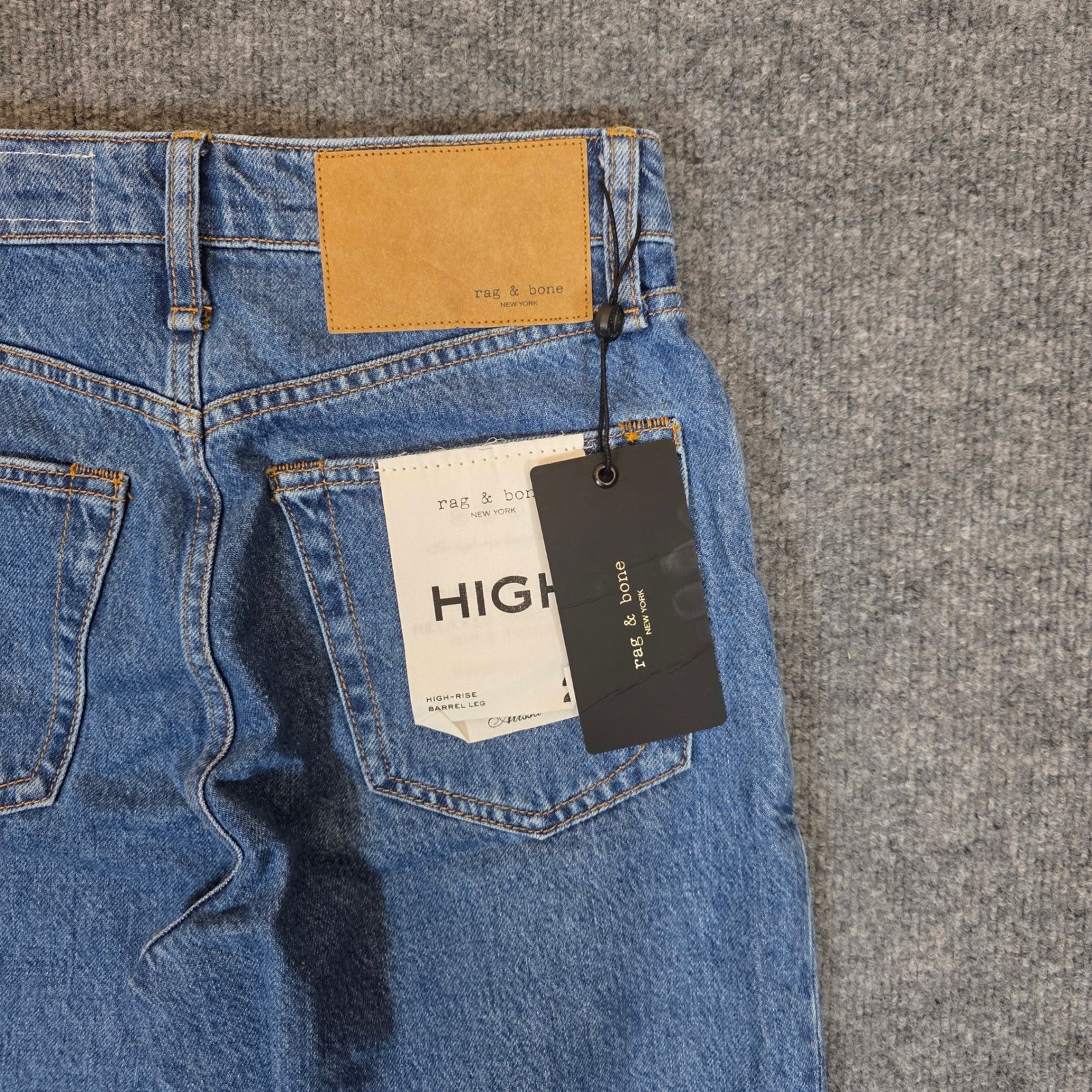 Rag & Bone Alissa High Rise Barrel Leg Jeans Women 23 Blue Laguna Button Fly NWT